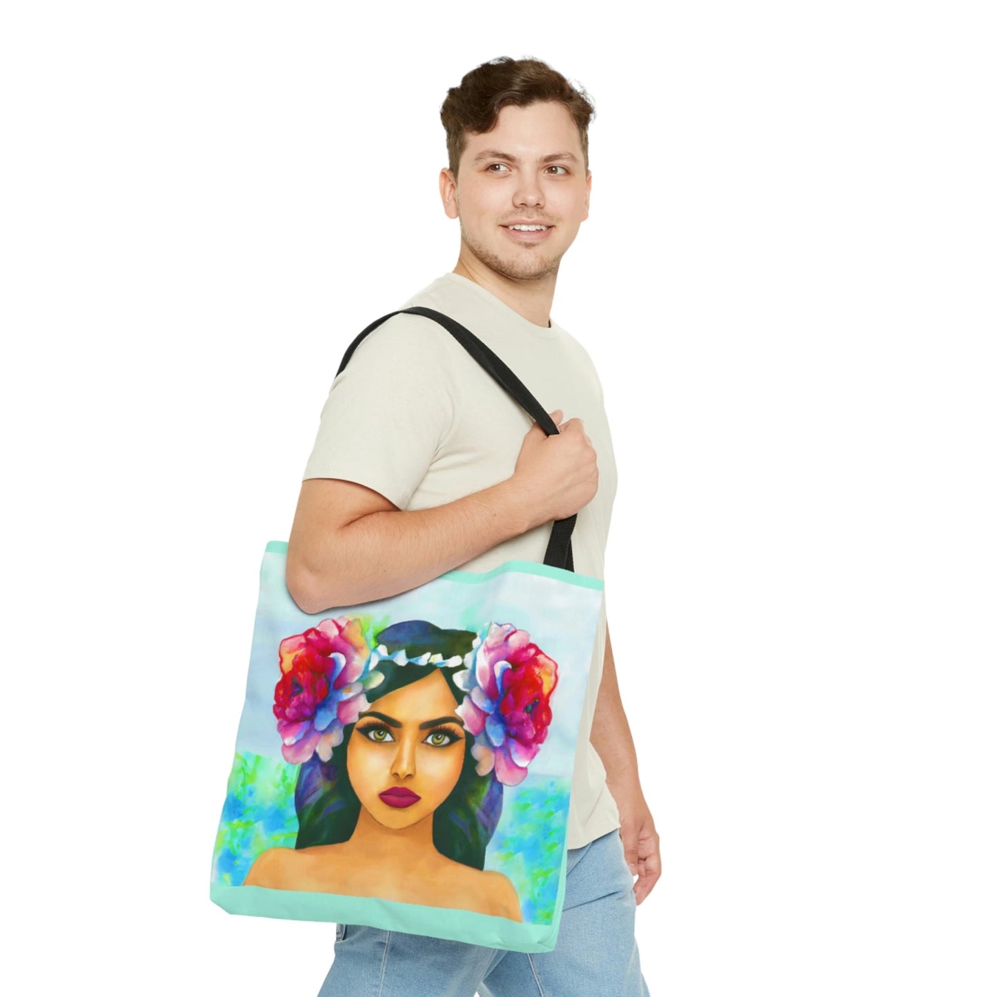 flower girl, canvas bag, tote bag, gifts for women, canvas shopper, oversized canvas bag, reusable bag, shopping bag, tote bag for women - LOLA VEGAS ART