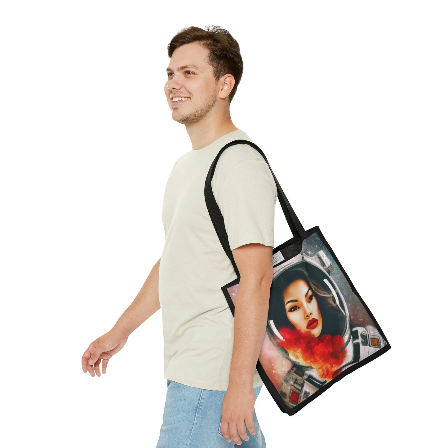 female astronaut, bag, canvas bag, tote bag, gifts for women, oversized canvas bag, reusable bag, shopping bag, tote bag for women - LOLA VEGAS ART