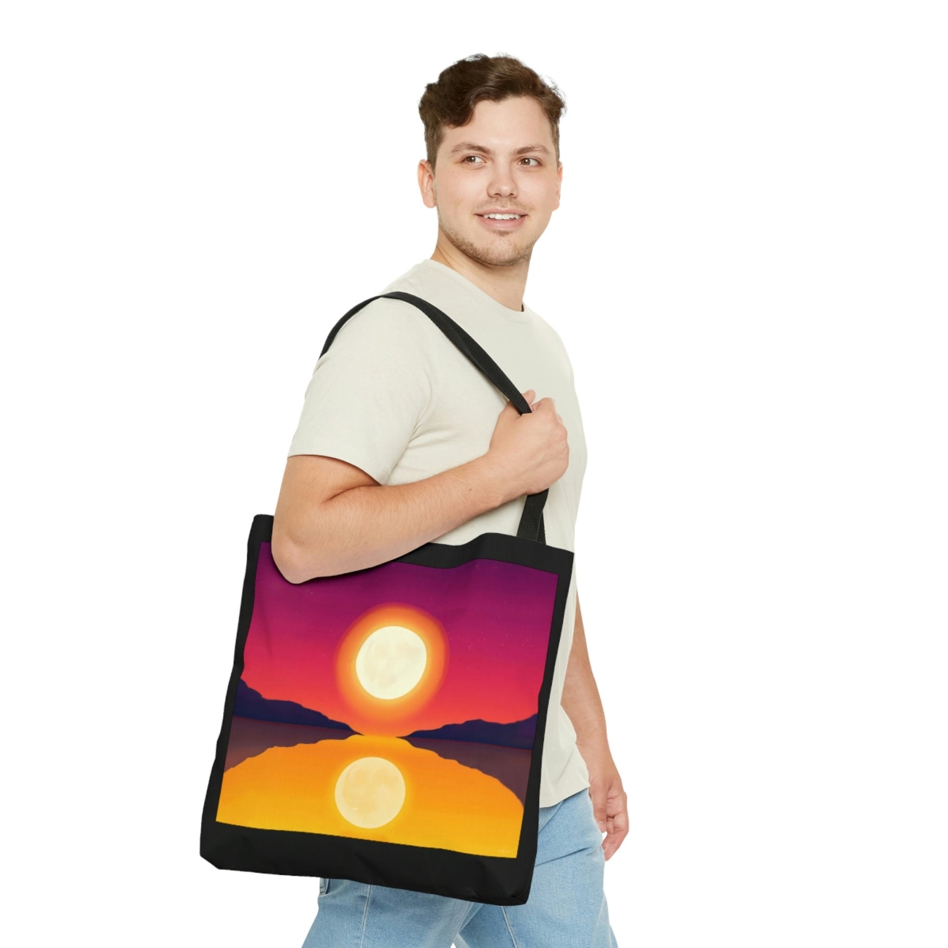 moon, bag, canvas bag, tote bag, gifts for women, canvas shopper, oversized canvas bag, reusable bag, shopping bag, tote bag for women - LOLA VEGAS ART