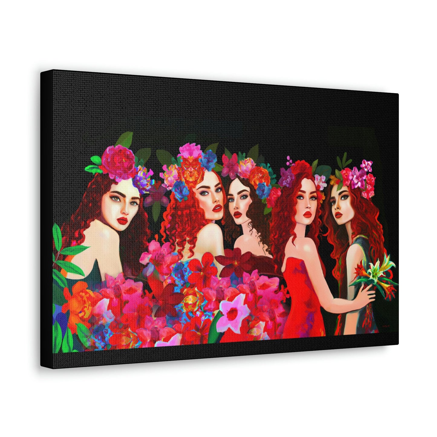 red hair, women, wall art, wall art canvas, wall art dcor, flowers, , wall art woman, wall art girl, wall art horizontal - LOLA VEGAS ART