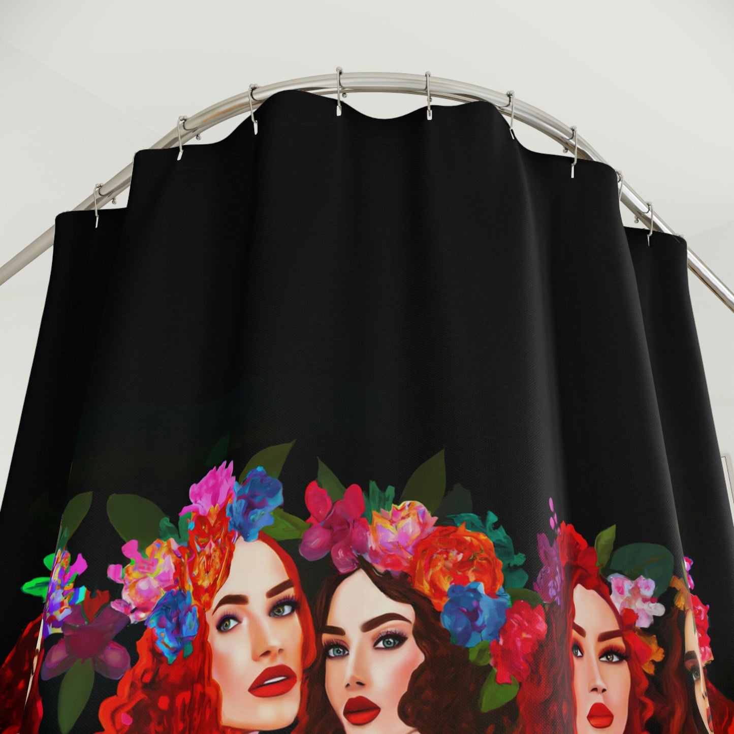 women, flowers, shower curtain, home accessories, bathroom dcor, bathroom, home dcor, housewarming gift, shower room decor - LOLA VEGAS ART