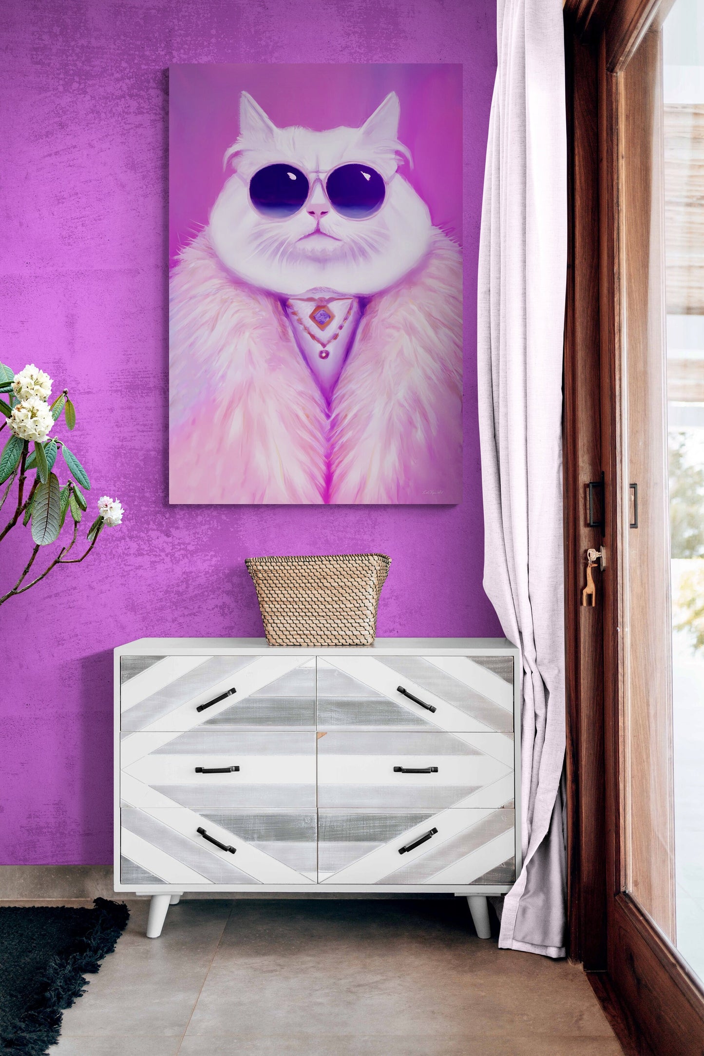 cat, sunglasses, feline, wall art, wall art canvas, wall art dcor, room wall dcor, unique art, animal art, quirky wall art - LOLA VEGAS ART