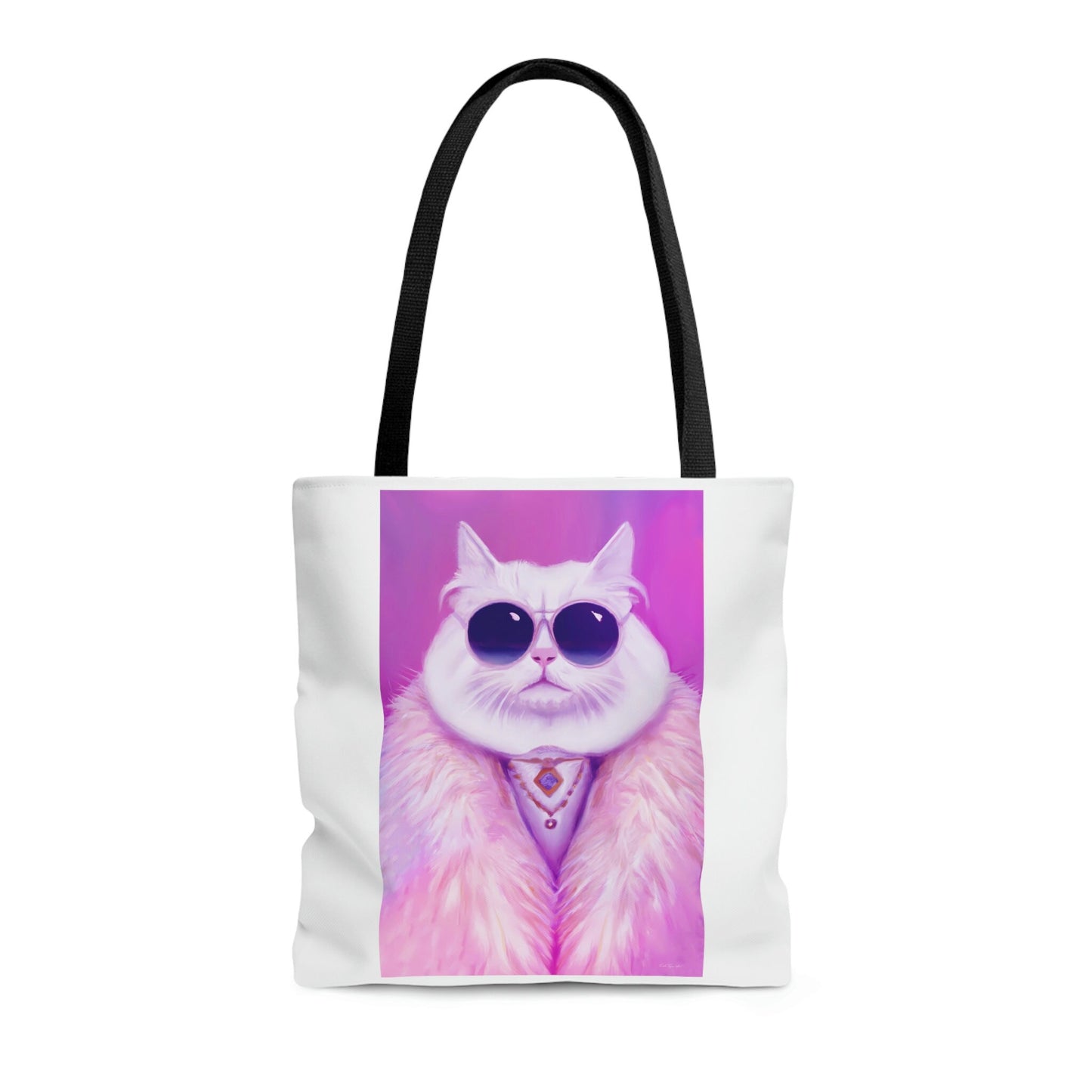 cat, pink, feline, bag, canvas bag, tote bag, gifts for women, canvas shopper, reusable bag, shopping bag, tote bag for women - LOLA VEGAS ART