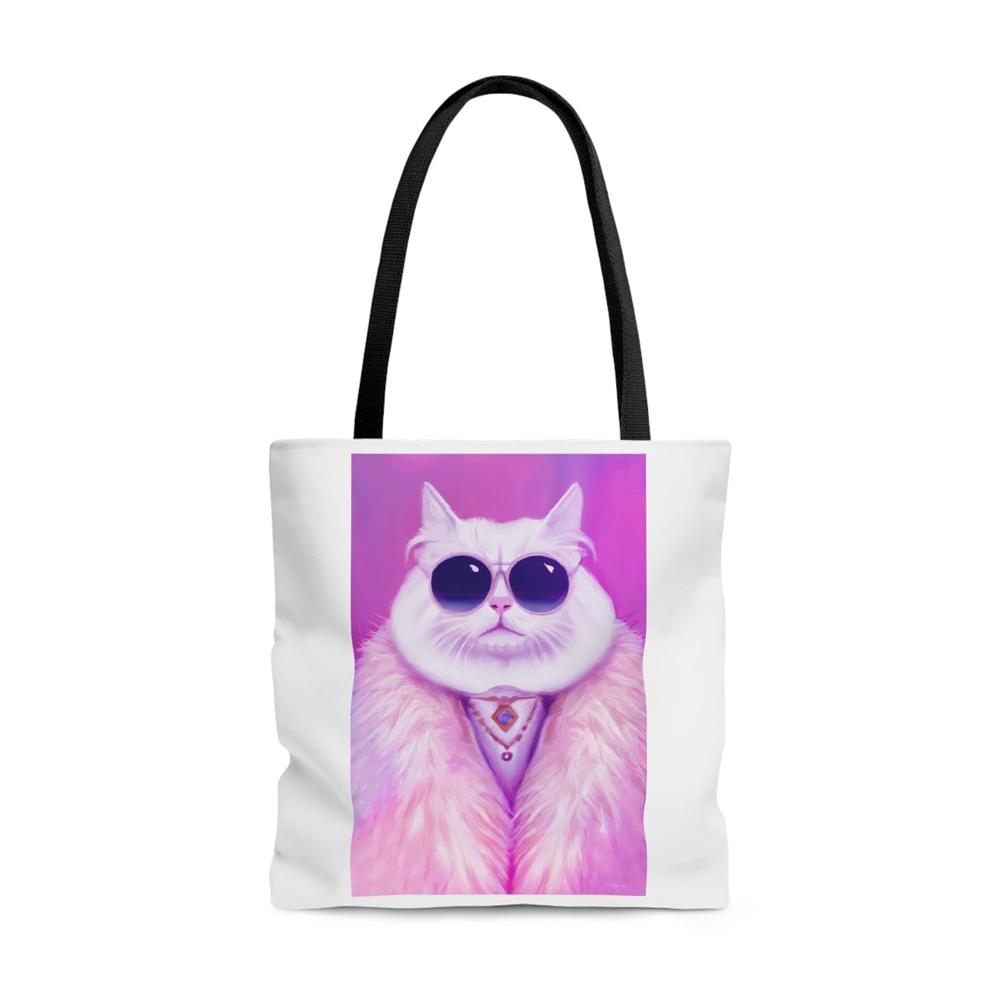 cat, pink, feline, bag, canvas bag, tote bag, gifts for women, canvas shopper, reusable bag, shopping bag, tote bag for women - LOLA VEGAS ART