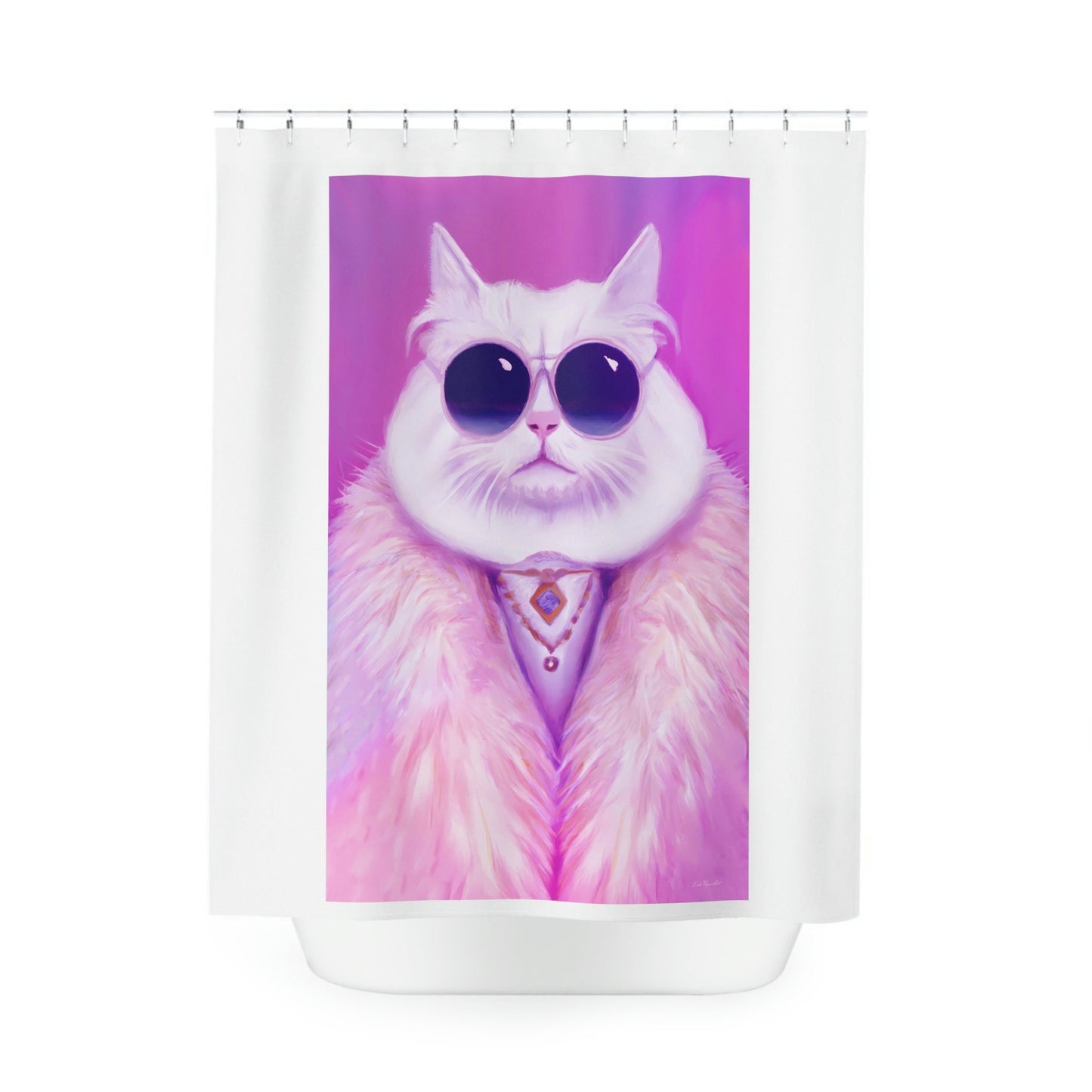 cat, sunglasses, feline, shower curtain, home accessories, bathroom dcor, bathroom, home dcor, housewarming gift, shower room decor - LOLA VEGAS ART