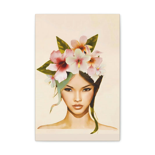 flowers, asian woman, wall art, wall art canvas, wall art dcor, room wall dcor, unique art, wall art woman - LOLA VEGAS ART