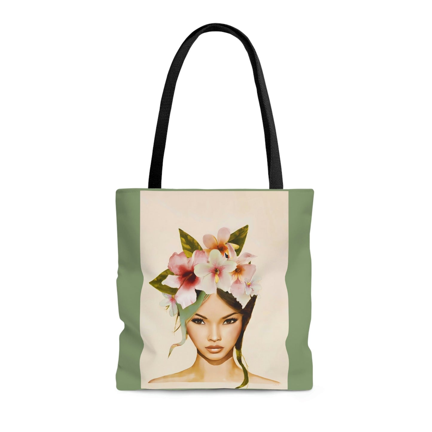 asian woman, flowers, bag, canvas bag, tote bag, gifts for women, canvas shopper, reusable bag, shopping bag, tote bag for women - LOLA VEGAS ART