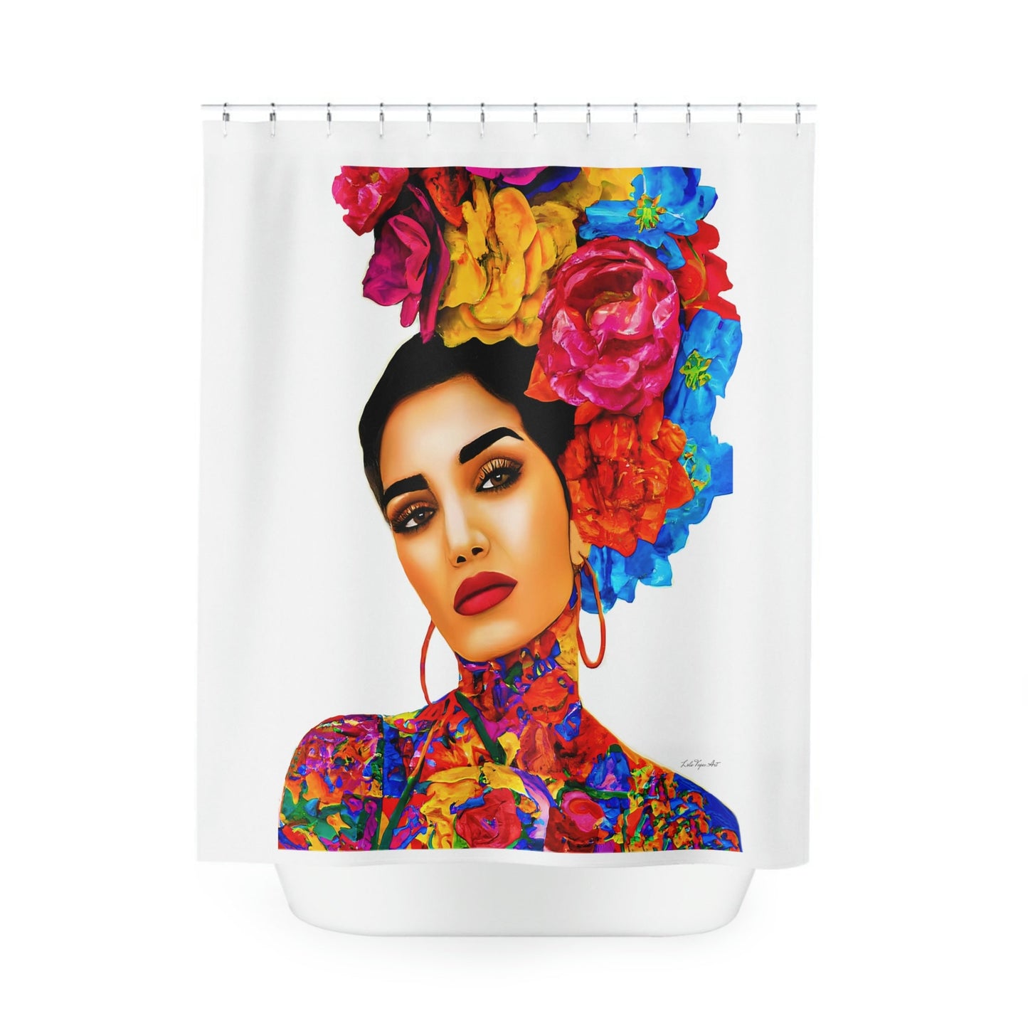 latina, tattoo's, flowers, shower curtain, home accessories, bathroom dcor, bathroom, home dcor, housewarming gift, shower room decor - LOLA VEGAS ART