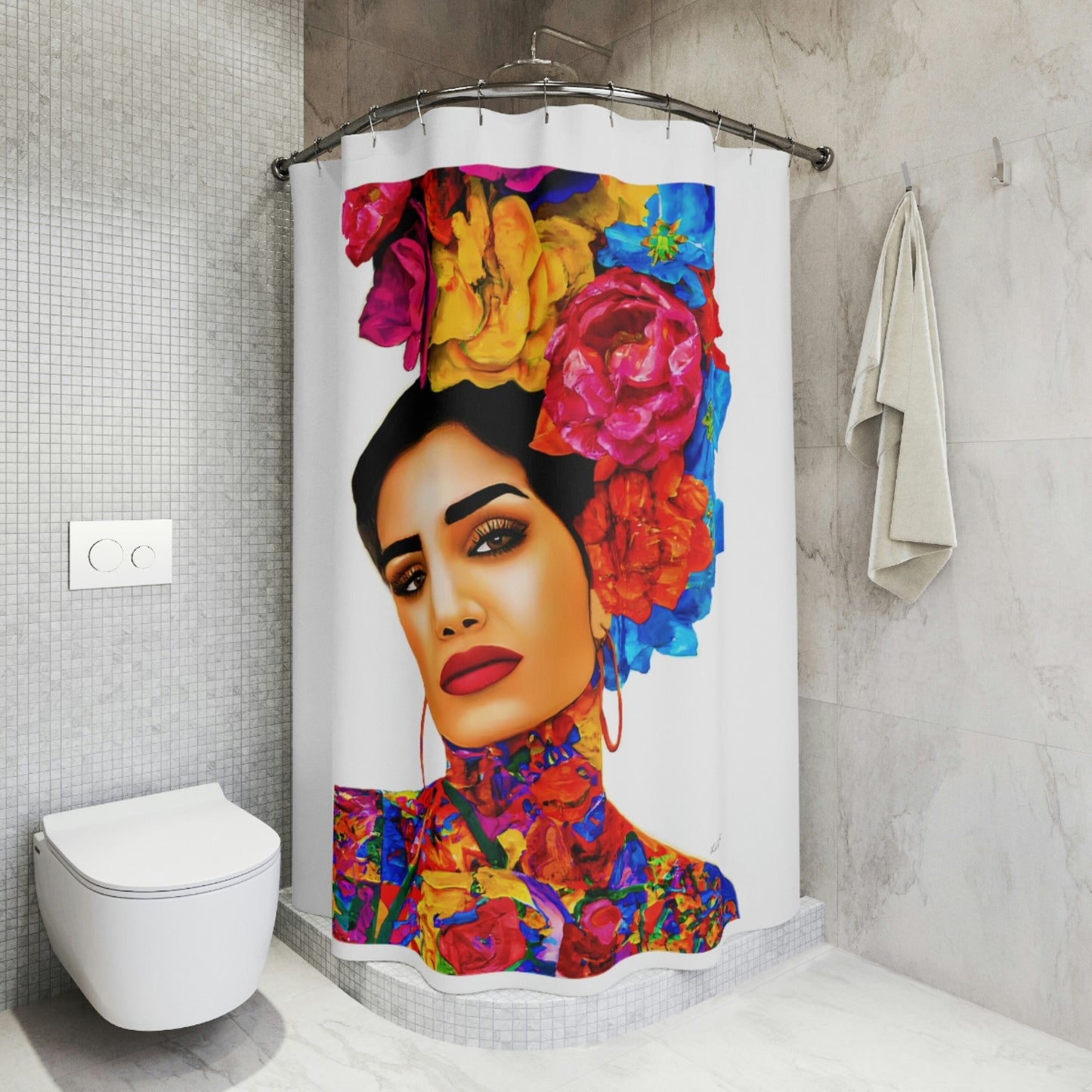 latina, tattoo's, flowers, shower curtain, home accessories, bathroom dcor, bathroom, home dcor, housewarming gift, shower room decor - LOLA VEGAS ART