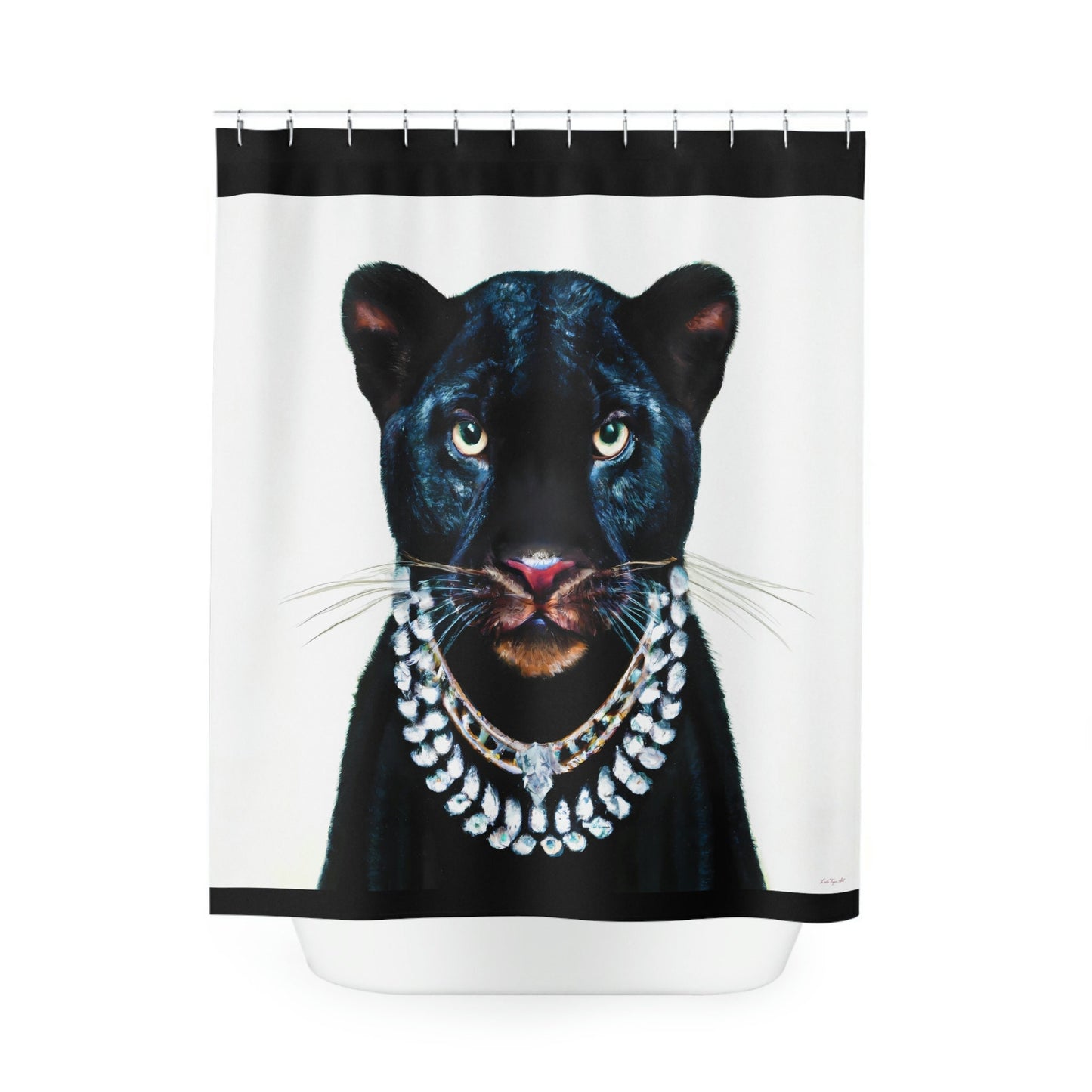 black panther, big cat, shower curtain, home accessories, bathroom dcor, bathroom, home dcor, housewarming gift, shower room decor - LOLA VEGAS ART