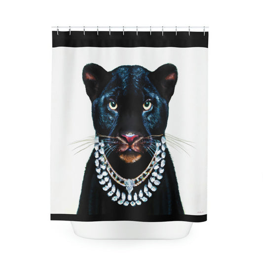 black panther, big cat, shower curtain, home accessories, bathroom dcor, bathroom, home dcor, housewarming gift, shower room decor - LOLA VEGAS ART
