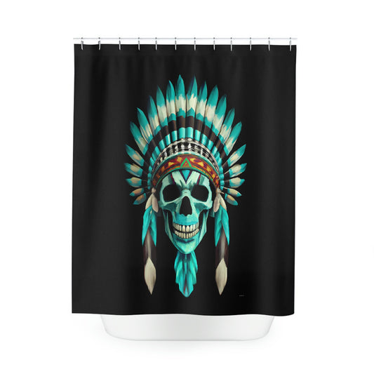 skull, turquoise, shower curtain, home accessories, bathroom dcor, bathroom, home dcor, housewarming gift, shower room decor - LOLA VEGAS ART
