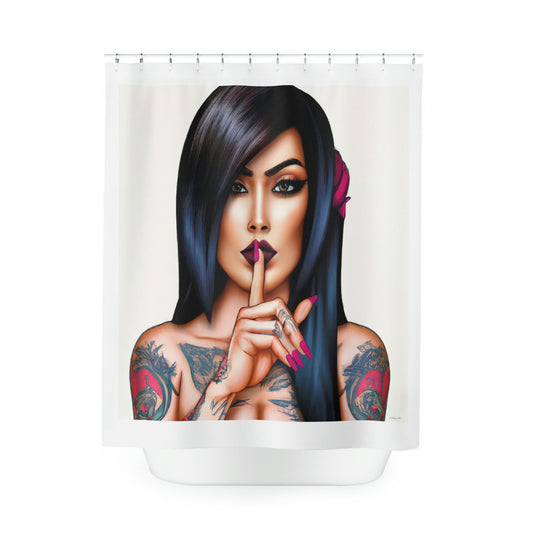 woman, tattoo's, shower curtain, home accessories, bathroom dcor, bathroom, home dcor, housewarming gift, shower room decor - LOLA VEGAS ART