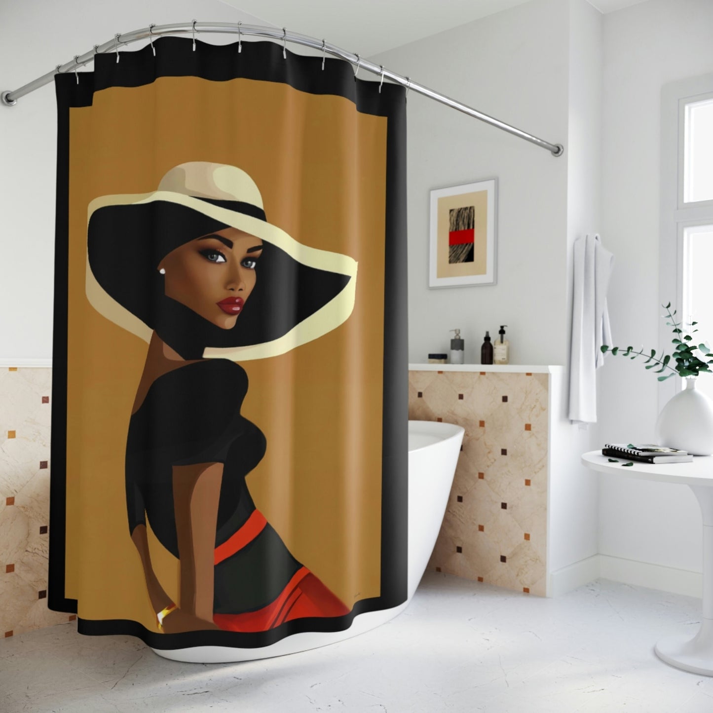black woman, urban art, shower curtain, home accessories, bathroom decor, bathroom, home dcor, housewarming gift, shower room decor - LOLA VEGAS ART