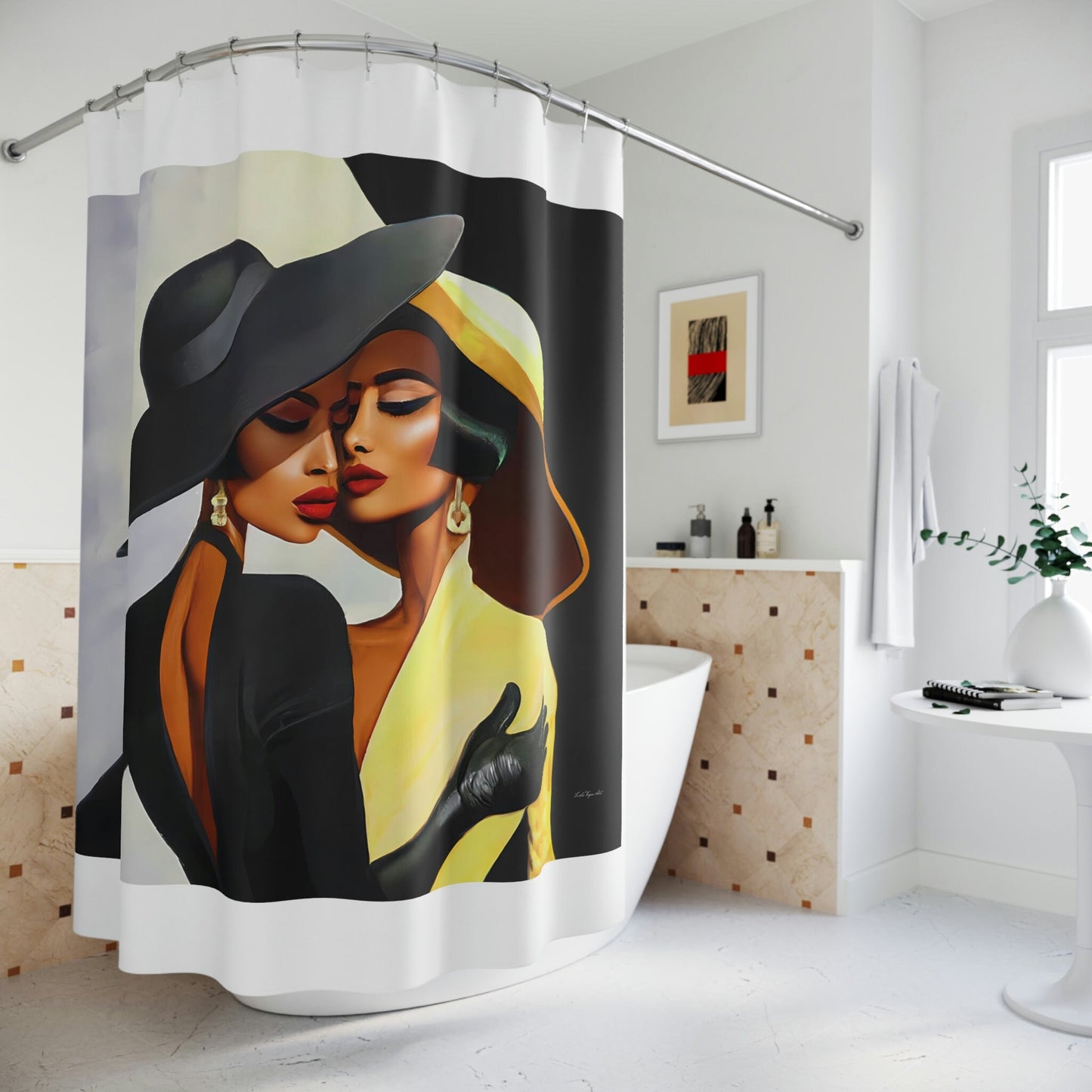black women, shower curtain, home accessories, bathroom decor, bathroom, home decor, housewarming gift, shower room decor - LOLA VEGAS ART