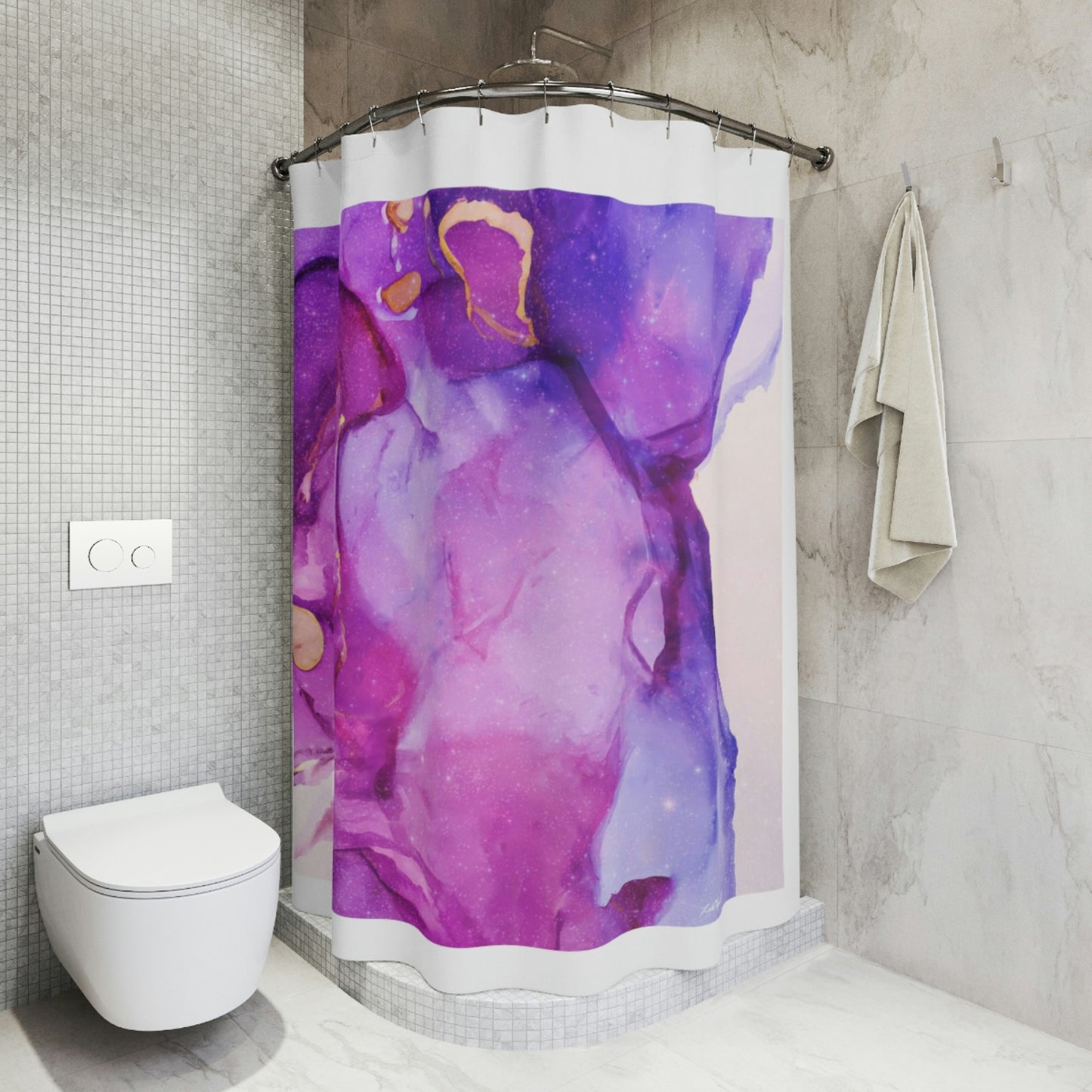 purple, magenta, shower curtain, home accessories, bathroom décor, bathroom, home décor, housewarming gift, shower room decor - LOLA VEGAS ART