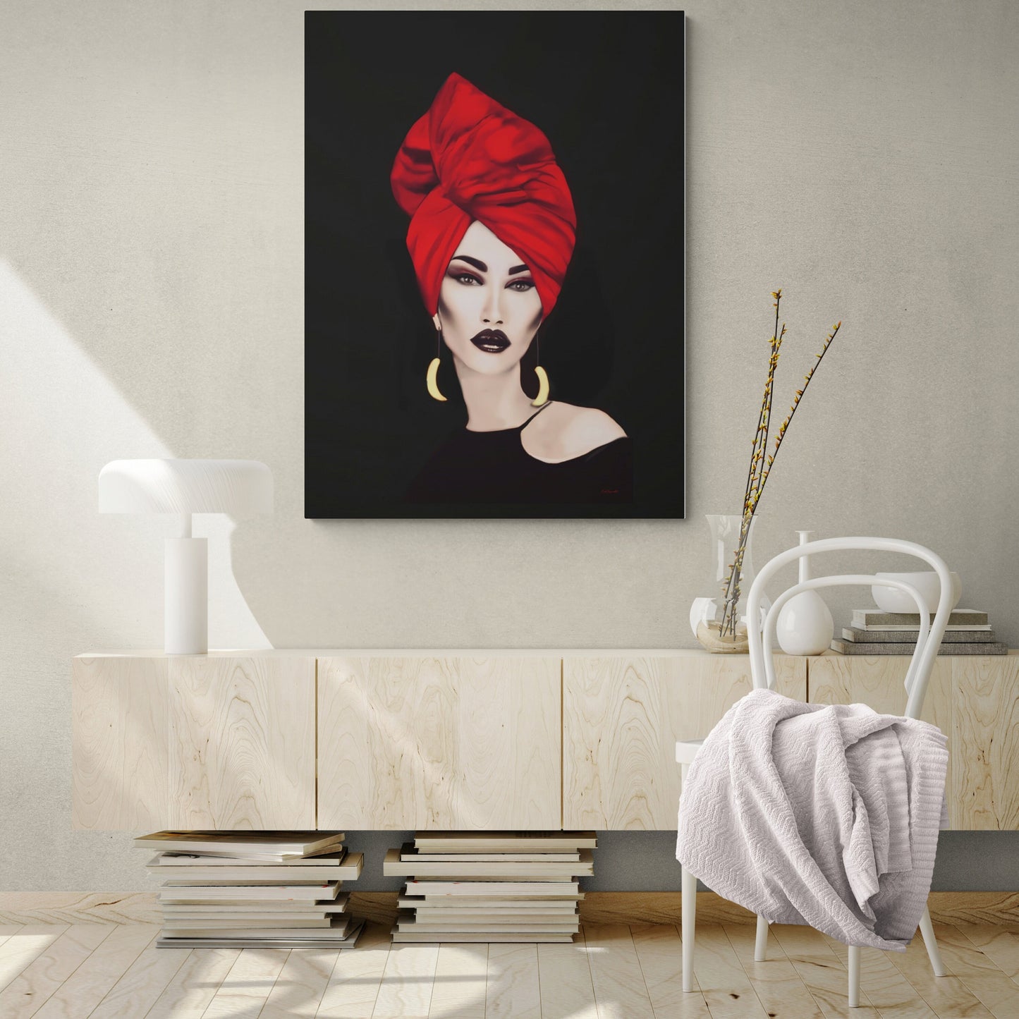 mystical woman, wall art woman, wall art, wall art canvas, wall art dcor, wall art prints, woman decor, head wrap - LOLA VEGAS ART