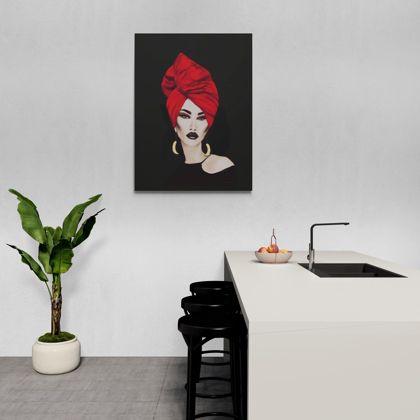 mystical woman, wall art woman, wall art, wall art canvas, wall art dcor, wall art prints, woman decor, head wrap - LOLA VEGAS ART