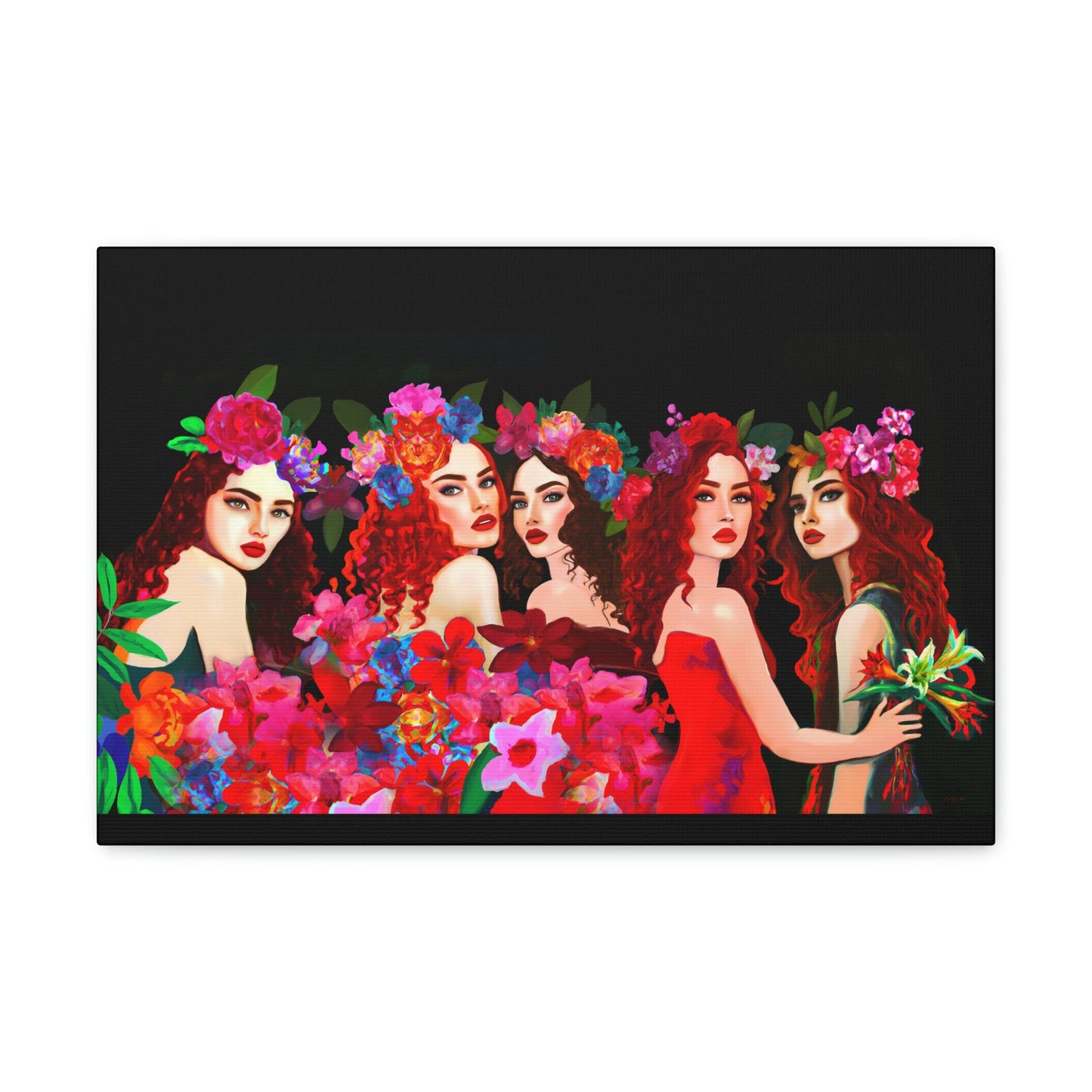 red hair, women, wall art, wall art canvas, wall art dcor, flowers, , wall art woman, wall art girl, wall art horizontal - LOLA VEGAS ART