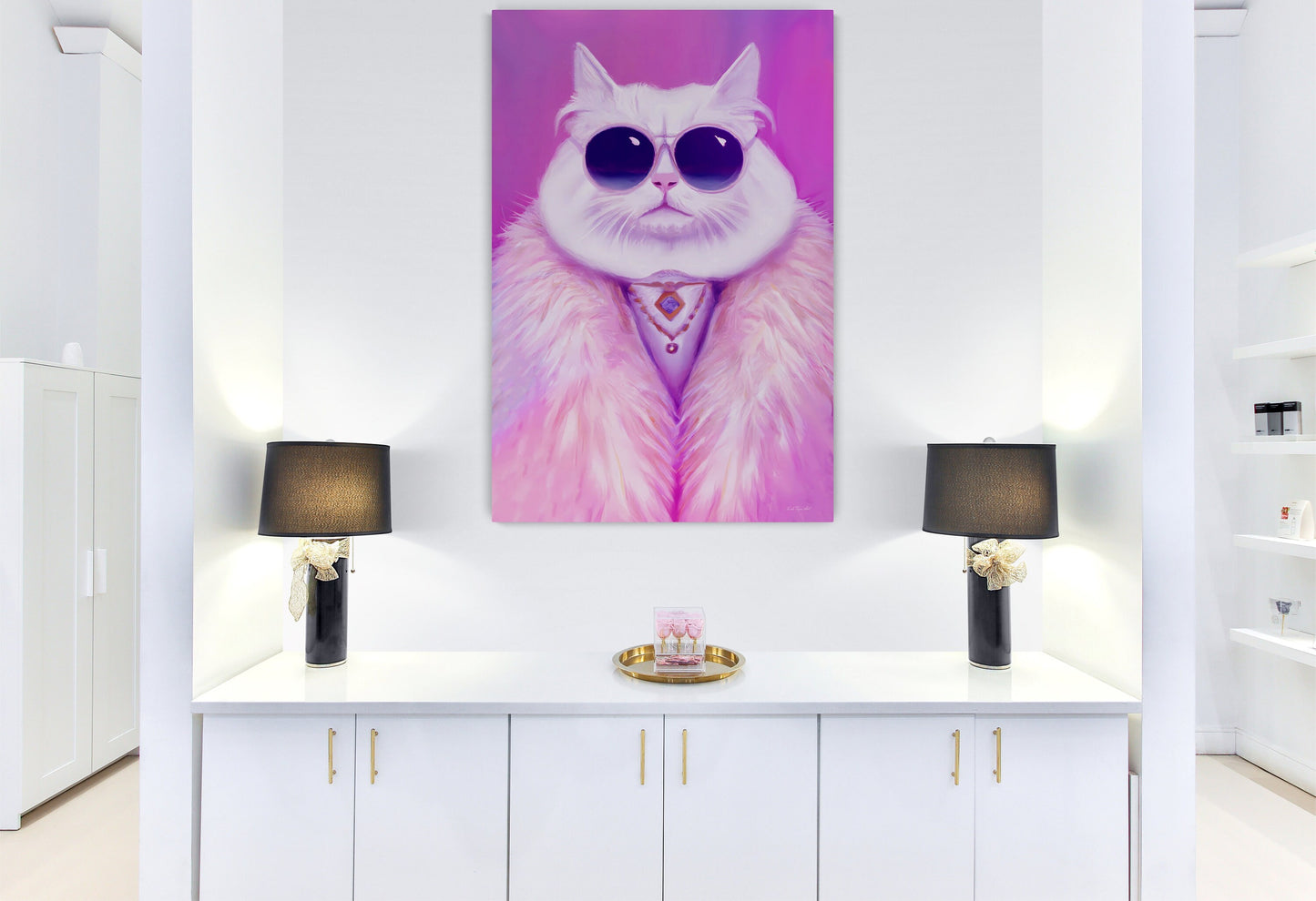 cat, sunglasses, feline, wall art, wall art canvas, wall art dcor, room wall dcor, unique art, animal art, quirky wall art - LOLA VEGAS ART