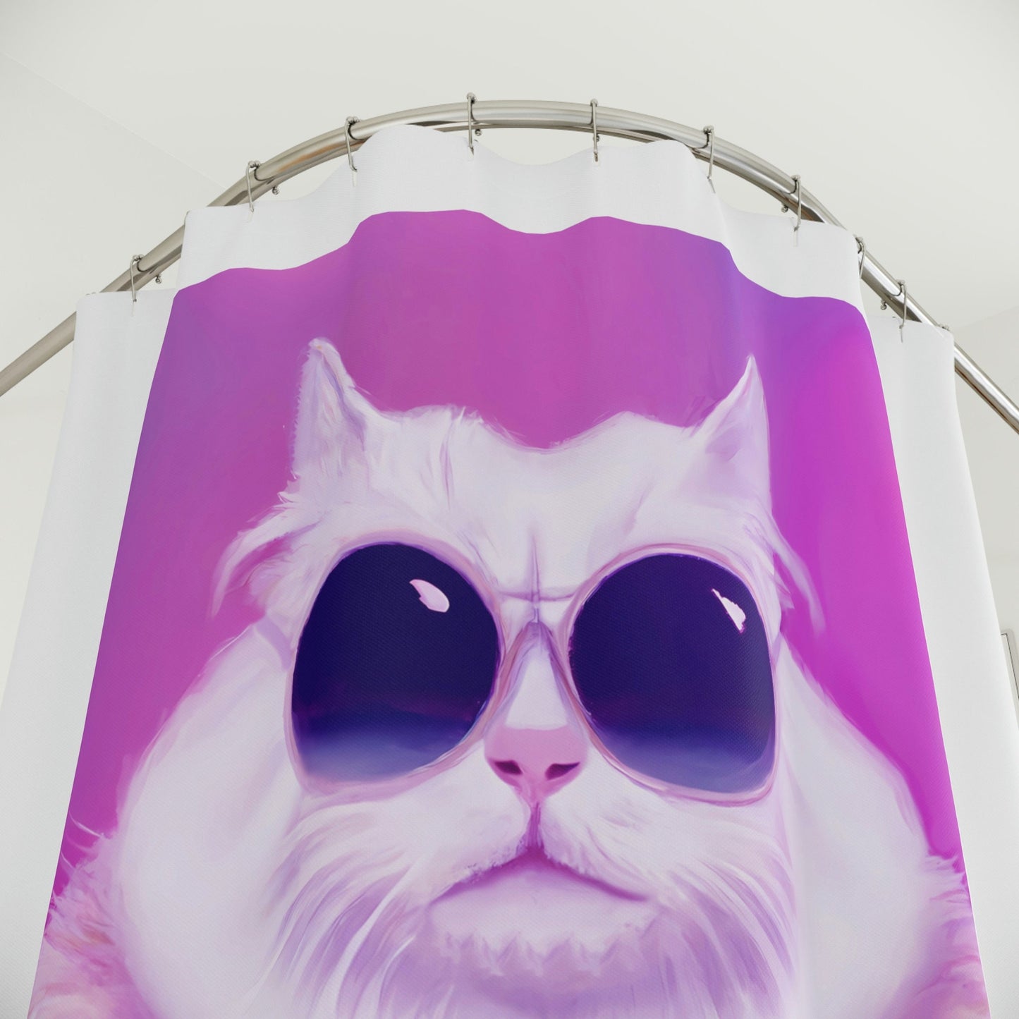 cat, sunglasses, feline, shower curtain, home accessories, bathroom dcor, bathroom, home dcor, housewarming gift, shower room decor - LOLA VEGAS ART