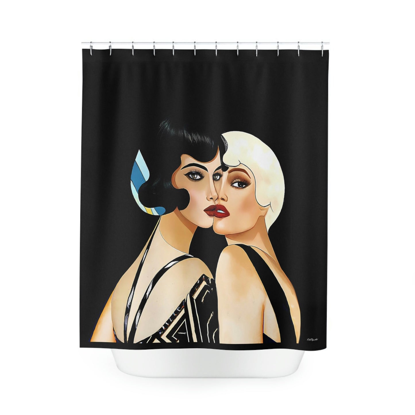 art deco, shower curtain, home accessories, bathroom decor, bathroom, home decor, housewarming gift, shower room decor - LOLA VEGAS ART