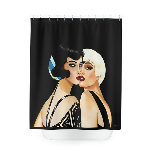art deco,  shower curtain, home accessories, bathroom decor, bathroom, home decor, housewarming gift, shower room decor - LOLA VEGAS ART
