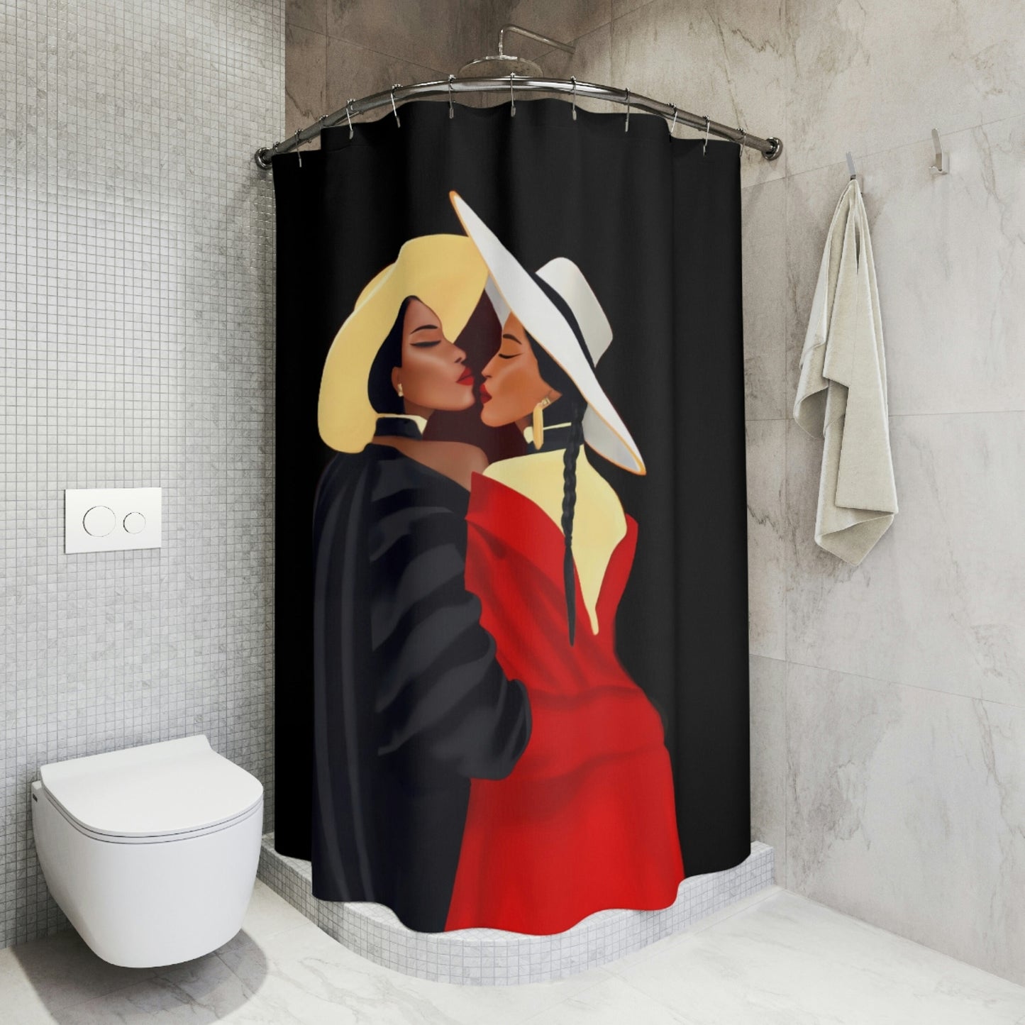 black women, african american, gay, lesbian art, shower curtain, home accessories, bathroom dcor, bathroom, home dcor, shower room dec - LOLA VEGAS ART
