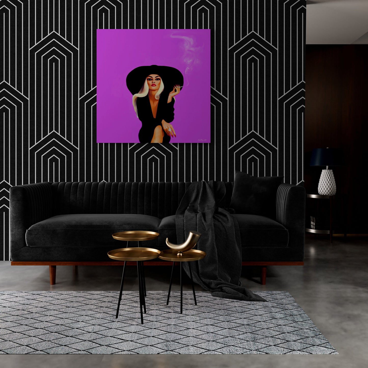 woman in hat, glamorous, cigarette, wall art, wall art canvas, wall art dcor, wall art prints, woman dcor, feminine wall art, smoking - LOLA VEGAS ART
