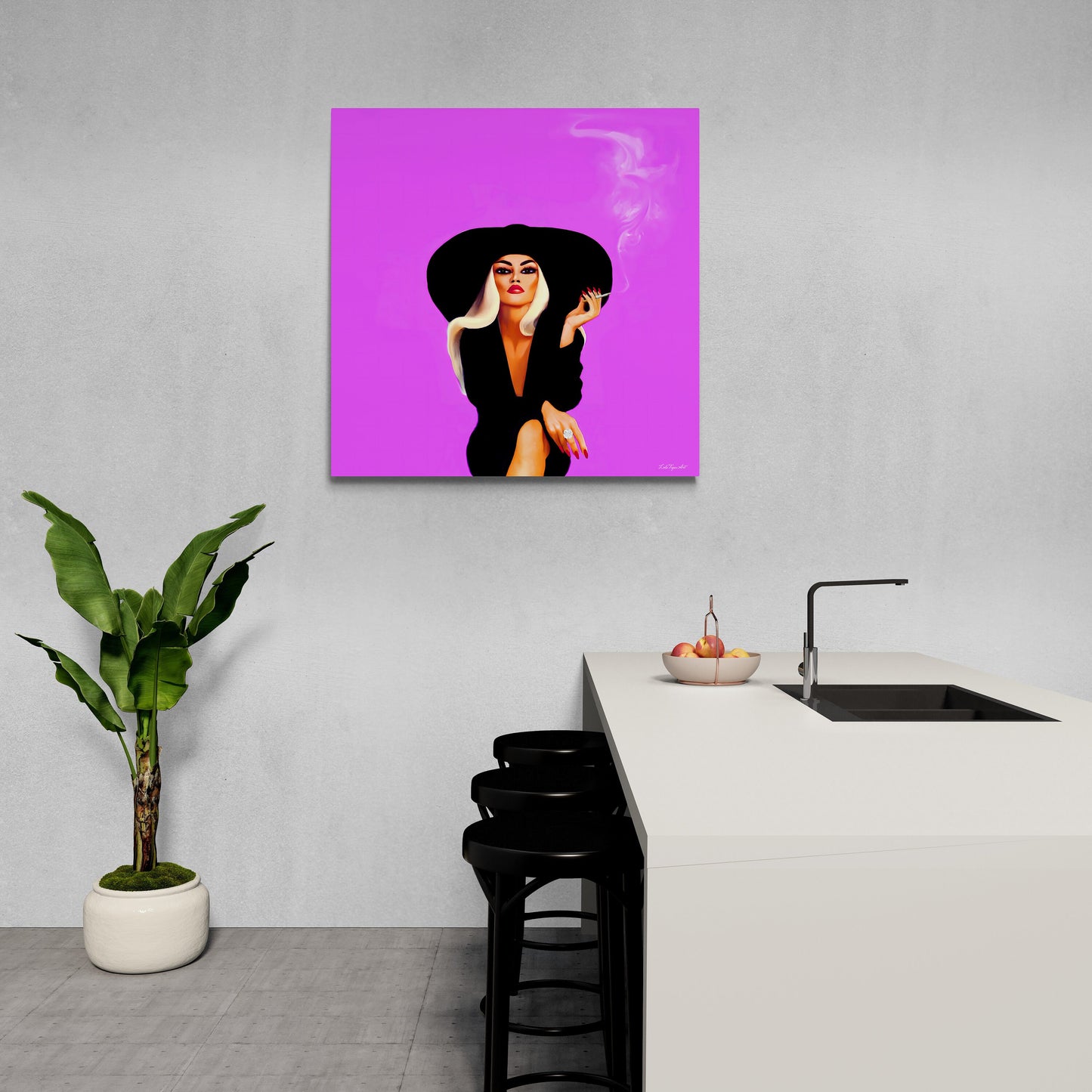 woman in hat, glamorous, cigarette, wall art, wall art canvas, wall art dcor, wall art prints, woman dcor, feminine wall art, smoking - LOLA VEGAS ART
