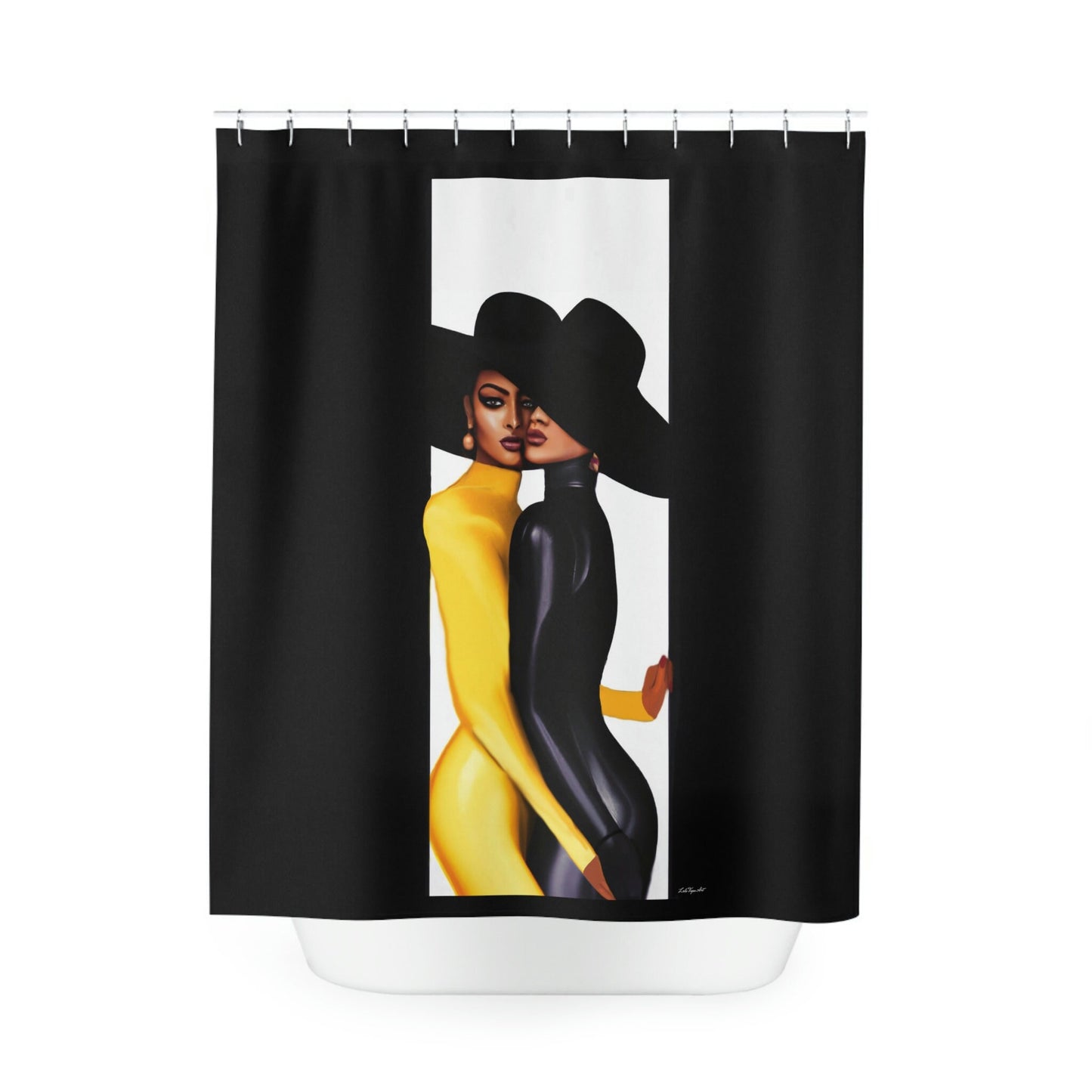 black woman, shower curtain, home accessories, bathroom decor, bathroom, home decor, housewarming gift, shower room decor - LOLA VEGAS ART