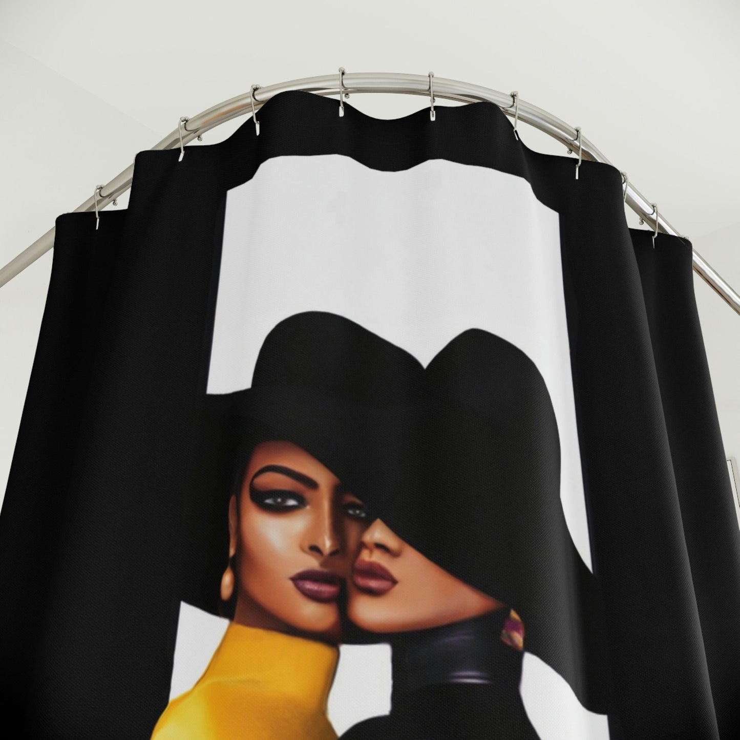 black woman, shower curtain, home accessories, bathroom decor, bathroom, home decor, housewarming gift, shower room decor - LOLA VEGAS ART