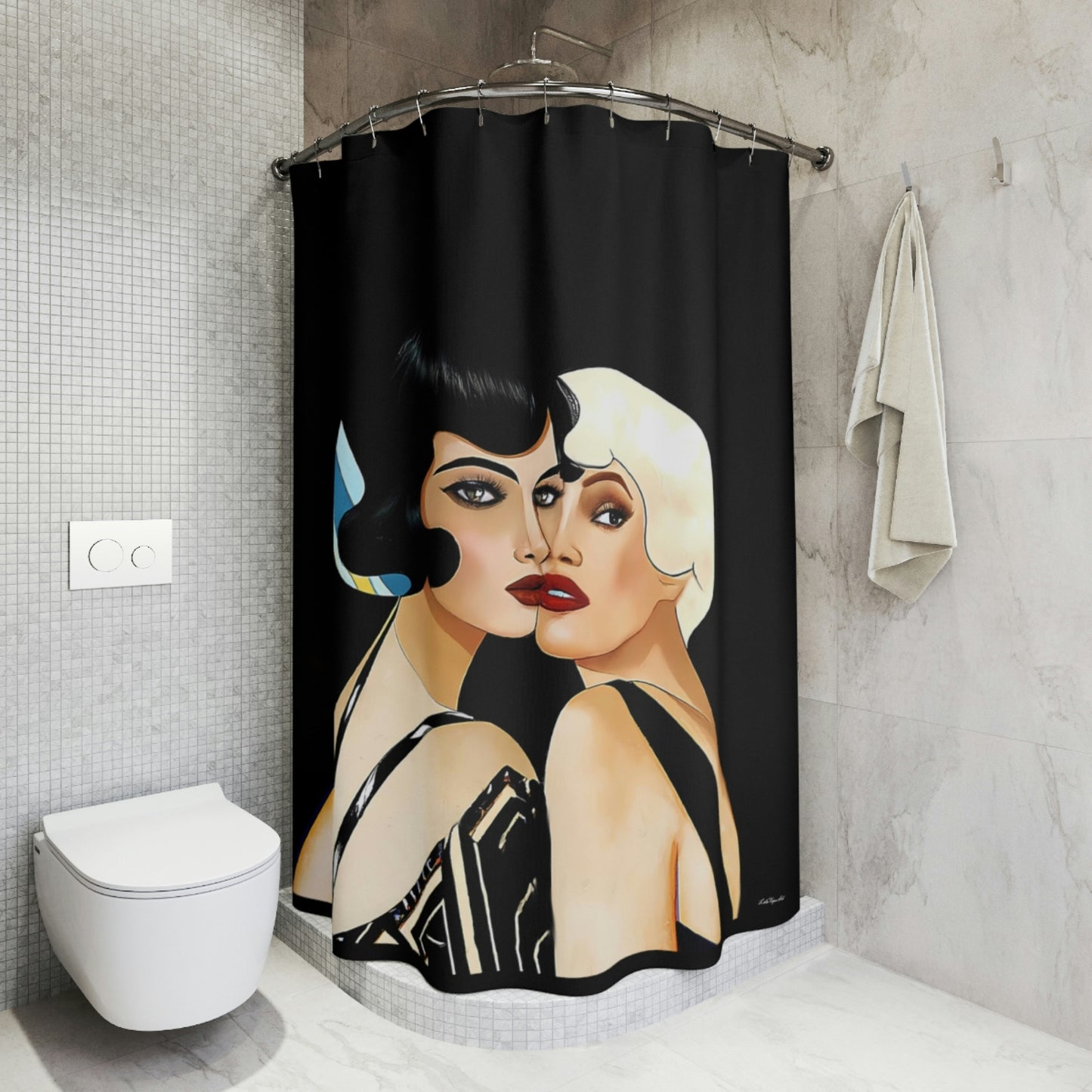 art deco, shower curtain, home accessories, bathroom decor, bathroom, home decor, housewarming gift, shower room decor - LOLA VEGAS ART