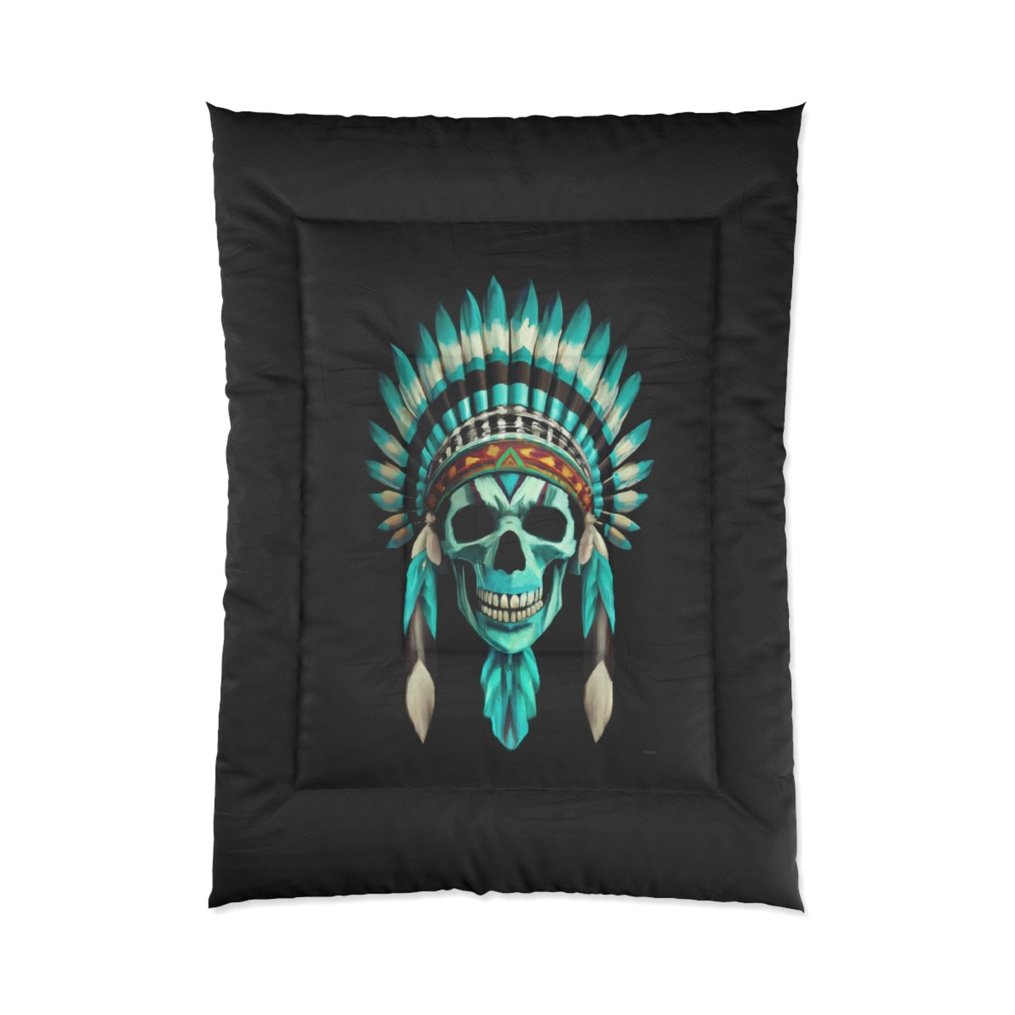skull, native american headdress, comforter, bedroom decor, bedding, twin XL, queen, king size, modern home decor, gothic, modern bedroom - LOLA VEGAS ART