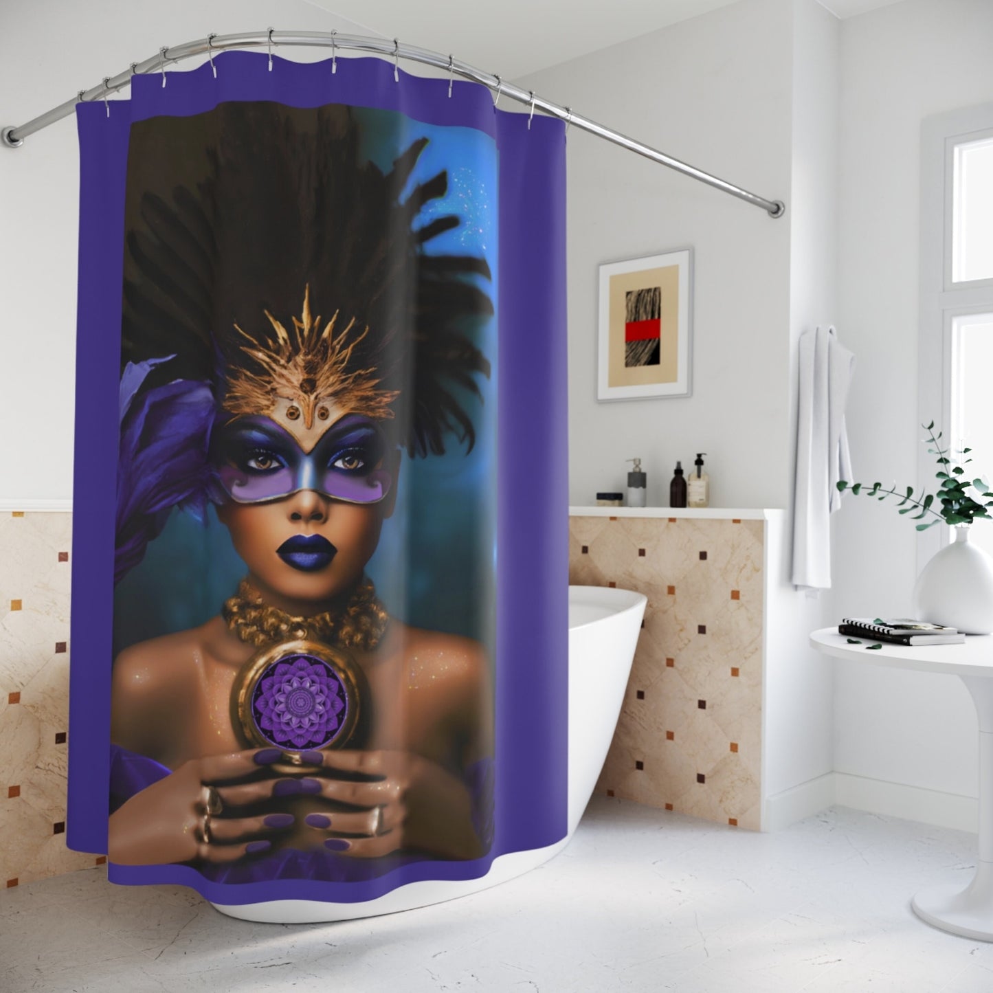 black woman, black girl magic, shower curtain, home accessories, bathroom dcor, bathroom, home dcor, housewarming gift, shower room deco - LOLA VEGAS ART