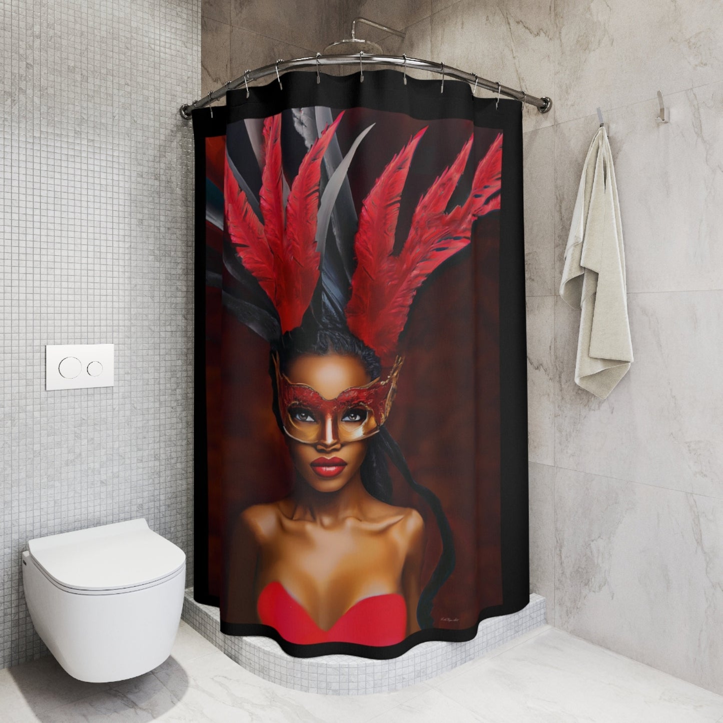 black woman, black girl magic, shower curtain, home accessories, bathroom dcor, bathroom, home dcor, housewarming gift, shower room dec - LOLA VEGAS ART