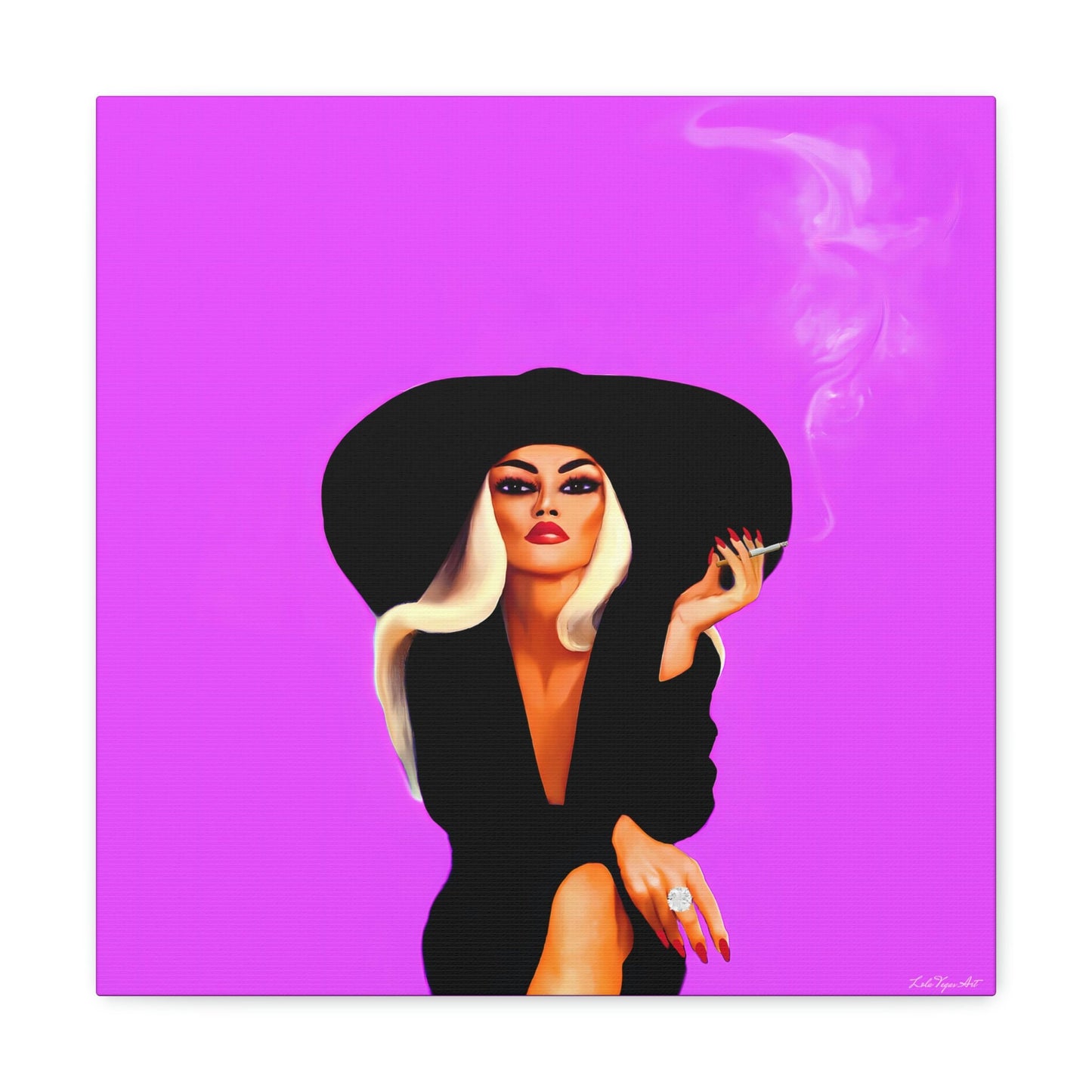 woman in hat, glamorous, cigarette, wall art, wall art canvas, wall art dcor, wall art prints, woman dcor, feminine wall art, smoking - LOLA VEGAS ART