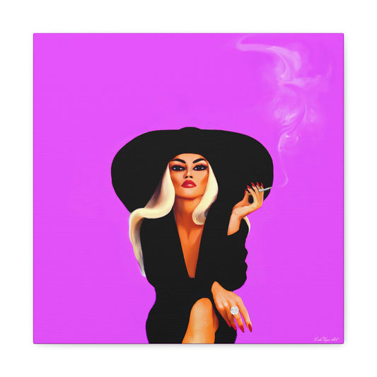 woman in hat, glamorous, cigarette, wall art, wall art canvas, wall art dcor, wall art prints, woman dcor, feminine wall art, smoking - LOLA VEGAS ART