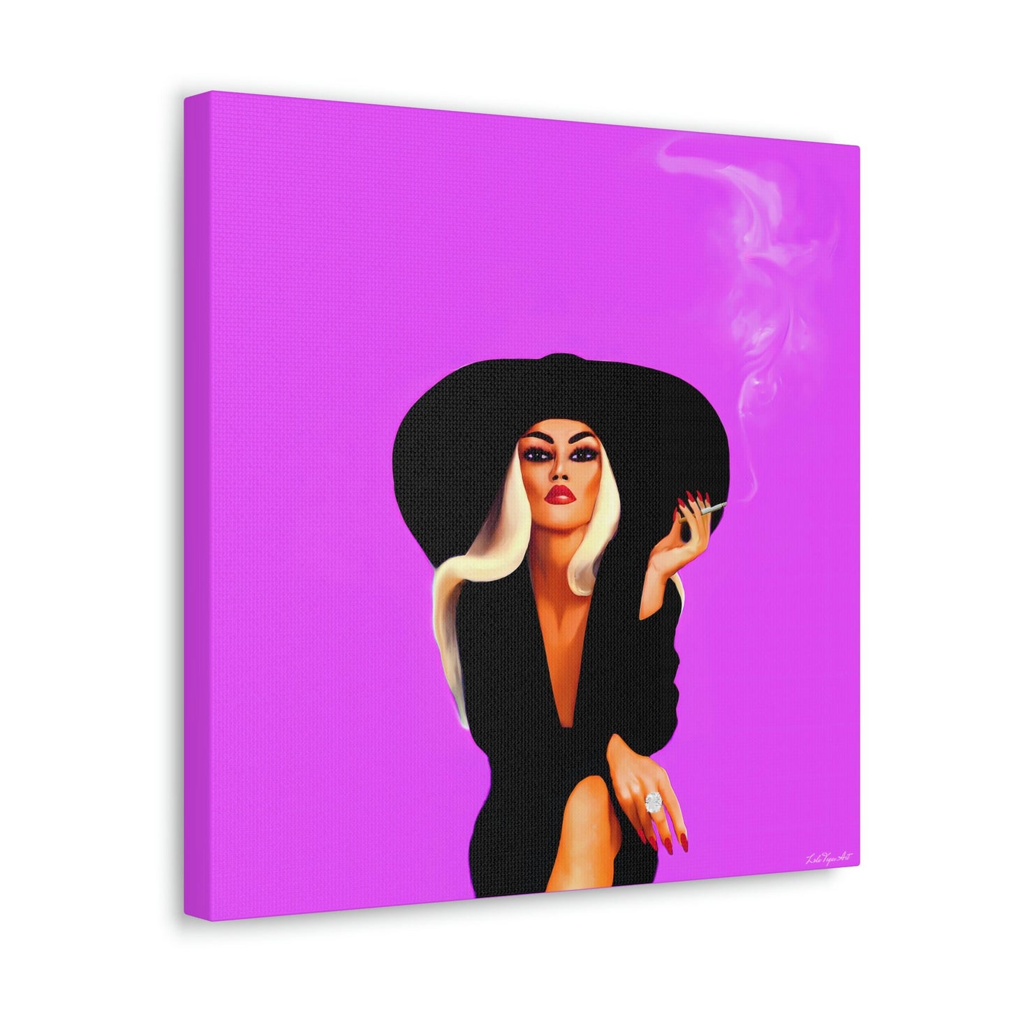 woman in hat, glamorous, cigarette, wall art, wall art canvas, wall art dcor, wall art prints, woman dcor, feminine wall art, smoking - LOLA VEGAS ART