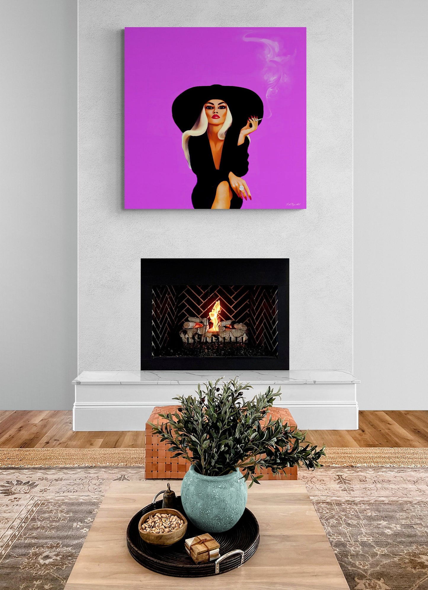 woman in hat, glamorous, cigarette, wall art, wall art canvas, wall art dcor, wall art prints, woman dcor, feminine wall art, smoking - LOLA VEGAS ART