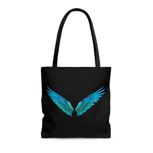 angel wings, turquoise, spiritual, canvas bag, tote bag, gifts for women, canvas shopper, reusable bag, shopping bag, tote bag for women - LOLA VEGAS ART