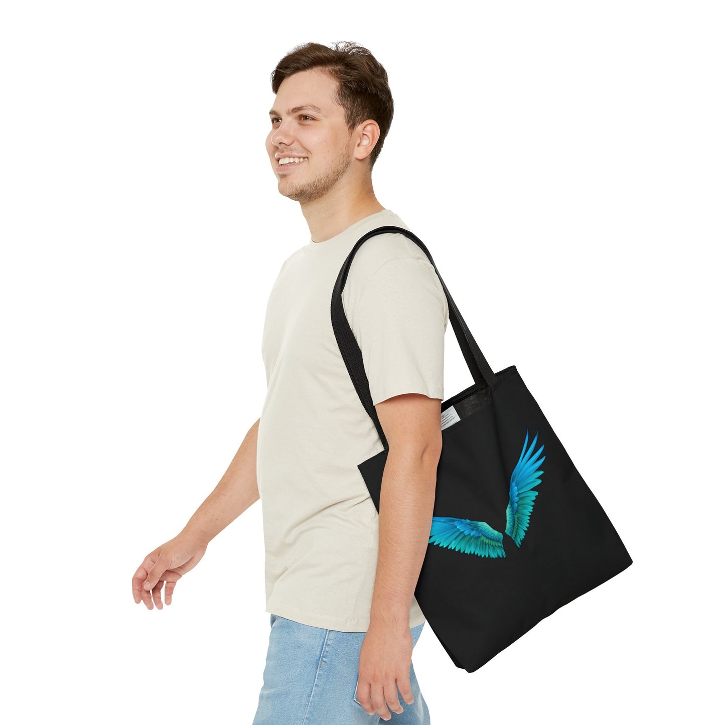 angel wings, turquoise, spiritual, canvas bag, tote bag, gifts for women, canvas shopper, reusable bag, shopping bag, tote bag for women - LOLA VEGAS ART