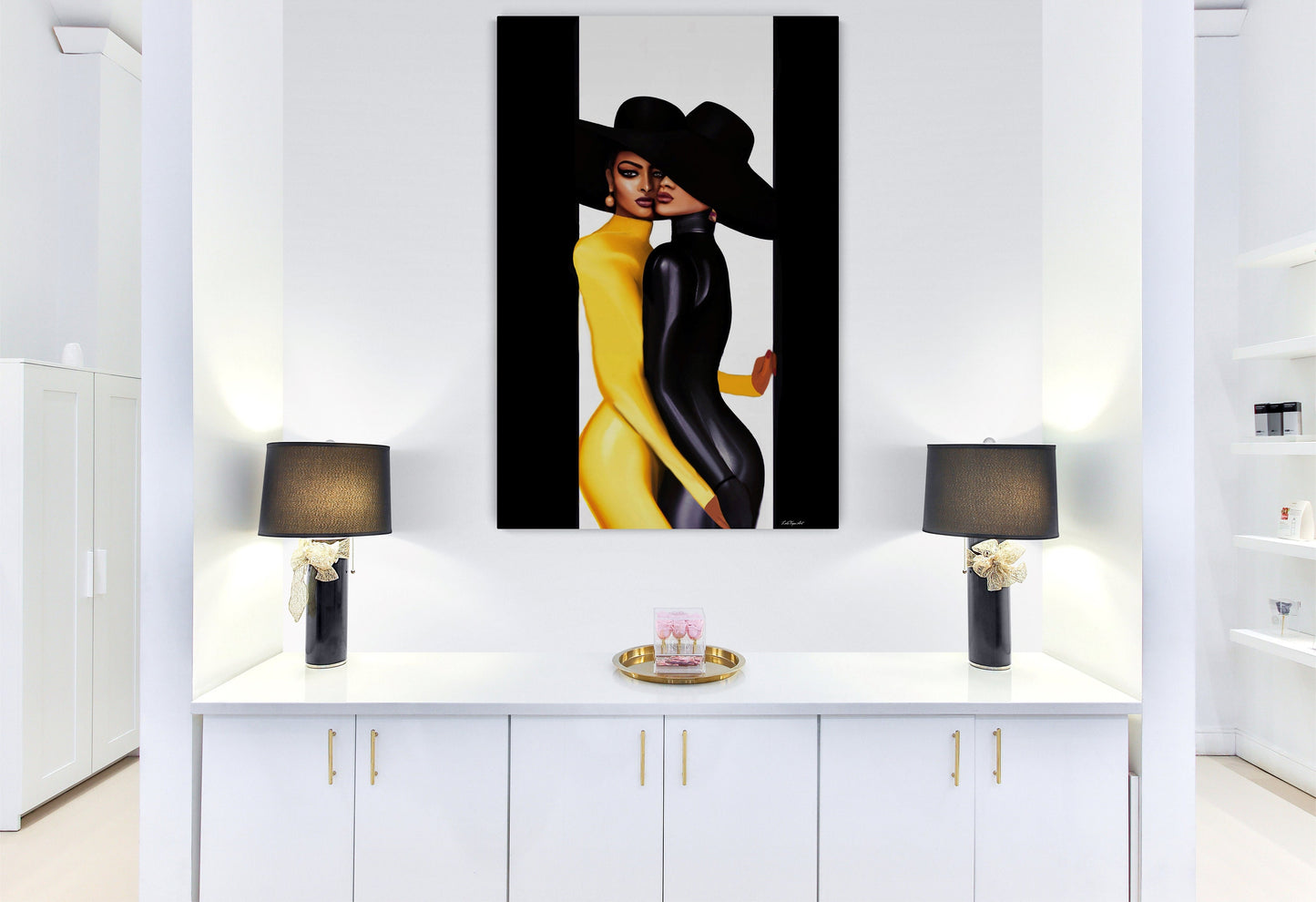 black women, wall art, wall art canvas, wall art decor, urban art, wall art decor, wall art woman, women in hats - LOLA VEGAS ART
