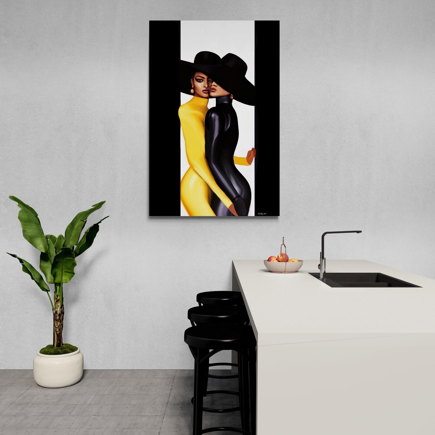 black women, wall art, wall art canvas, wall art decor, urban art, wall art decor, wall art woman, women in hats - LOLA VEGAS ART