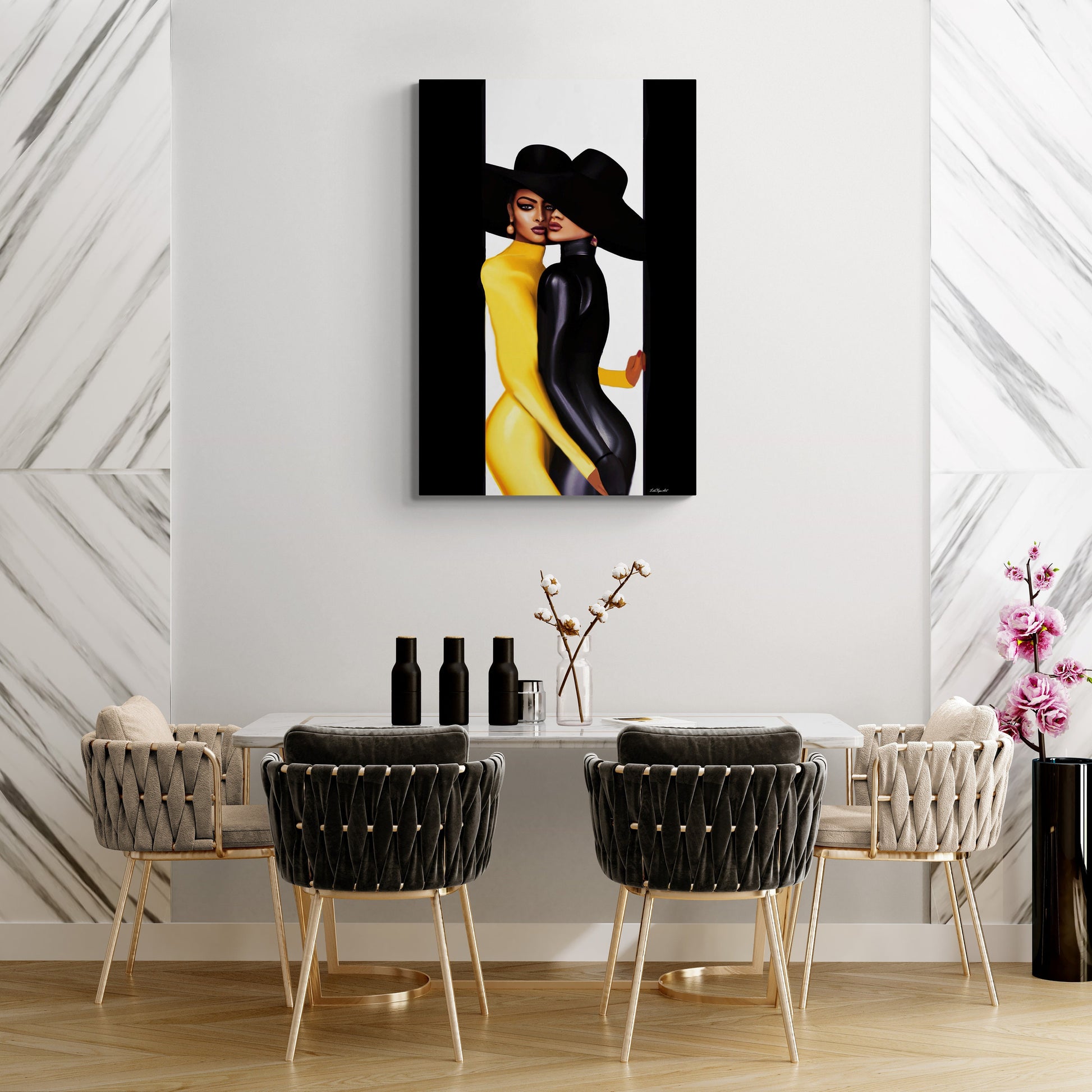 black women,  wall art, wall art canvas, wall art decor, urban art, wall art decor, wall art woman, women in hats - LOLA VEGAS ART