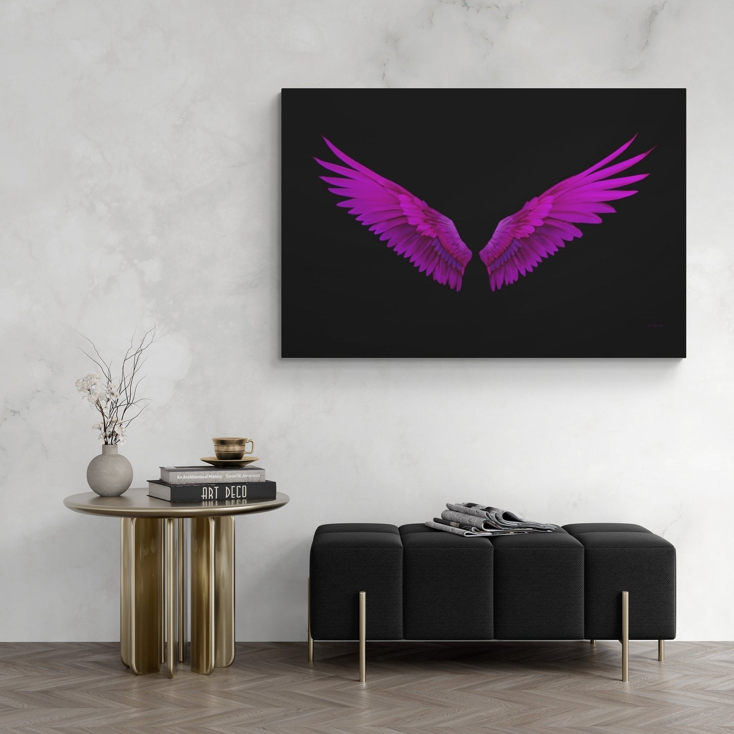fuchsia angel wings, spiritual, wall art, wall art canvas, wall art dcor, room wall dcor, unique art, magenta wall art, religious art - LOLA VEGAS ART