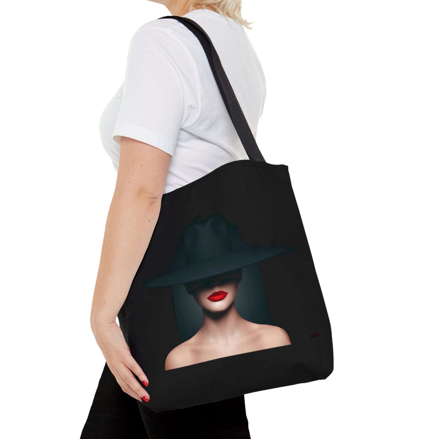 woman in hat, sexy, bag, canvas bag, tote bag, gifts for women, canvas shopper, reusable bag, shopping bag, tote bag for women - LOLA VEGAS ART