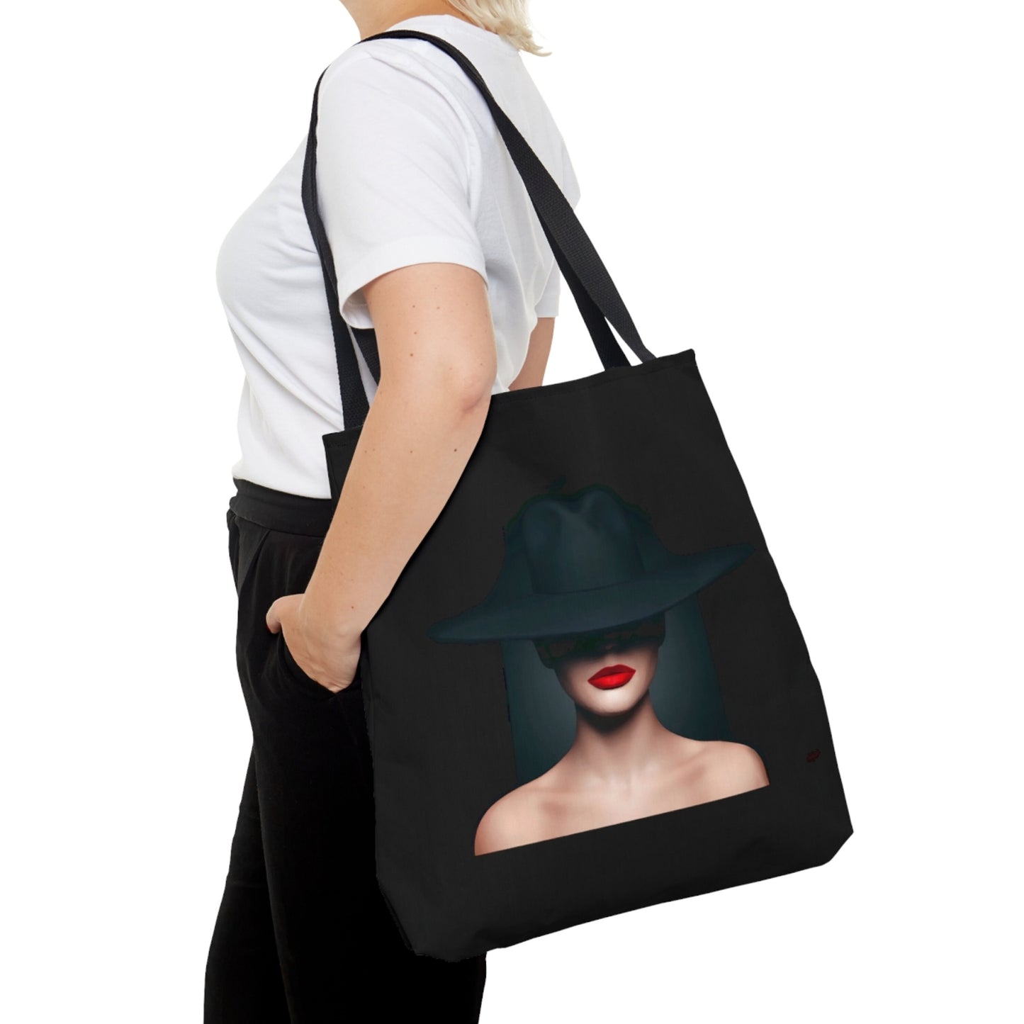 woman in hat, sexy, bag, canvas bag, tote bag, gifts for women, canvas shopper, reusable bag, shopping bag, tote bag for women - LOLA VEGAS ART