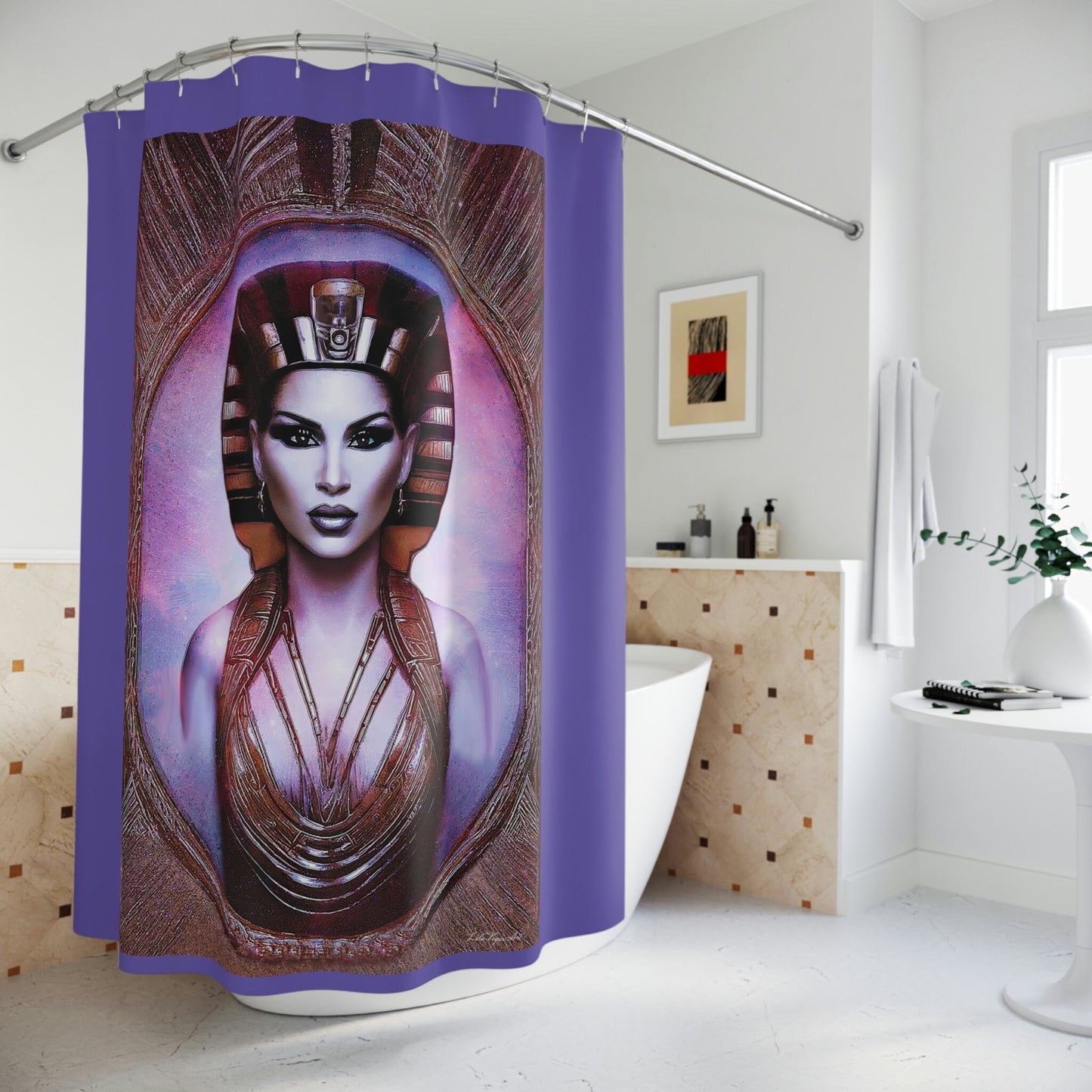 egyptian woman, goddess, shower curtain, home accessories, bathroom dcor, bathroom, home dcor, housewarming gift, shower room decor - LOLA VEGAS ART