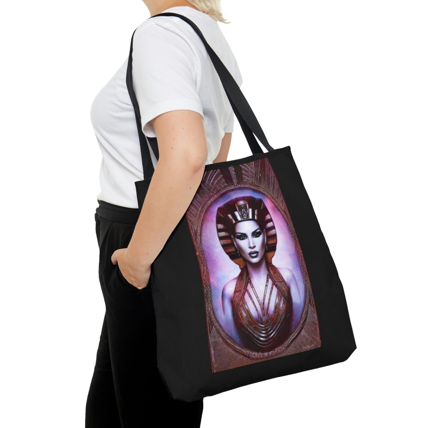 egyptian woman, goddess, bag, canvas bag, tote bag, gifts for women, canvas shopper,reusable bag, shopping bag, tote bag for women - LOLA VEGAS ART
